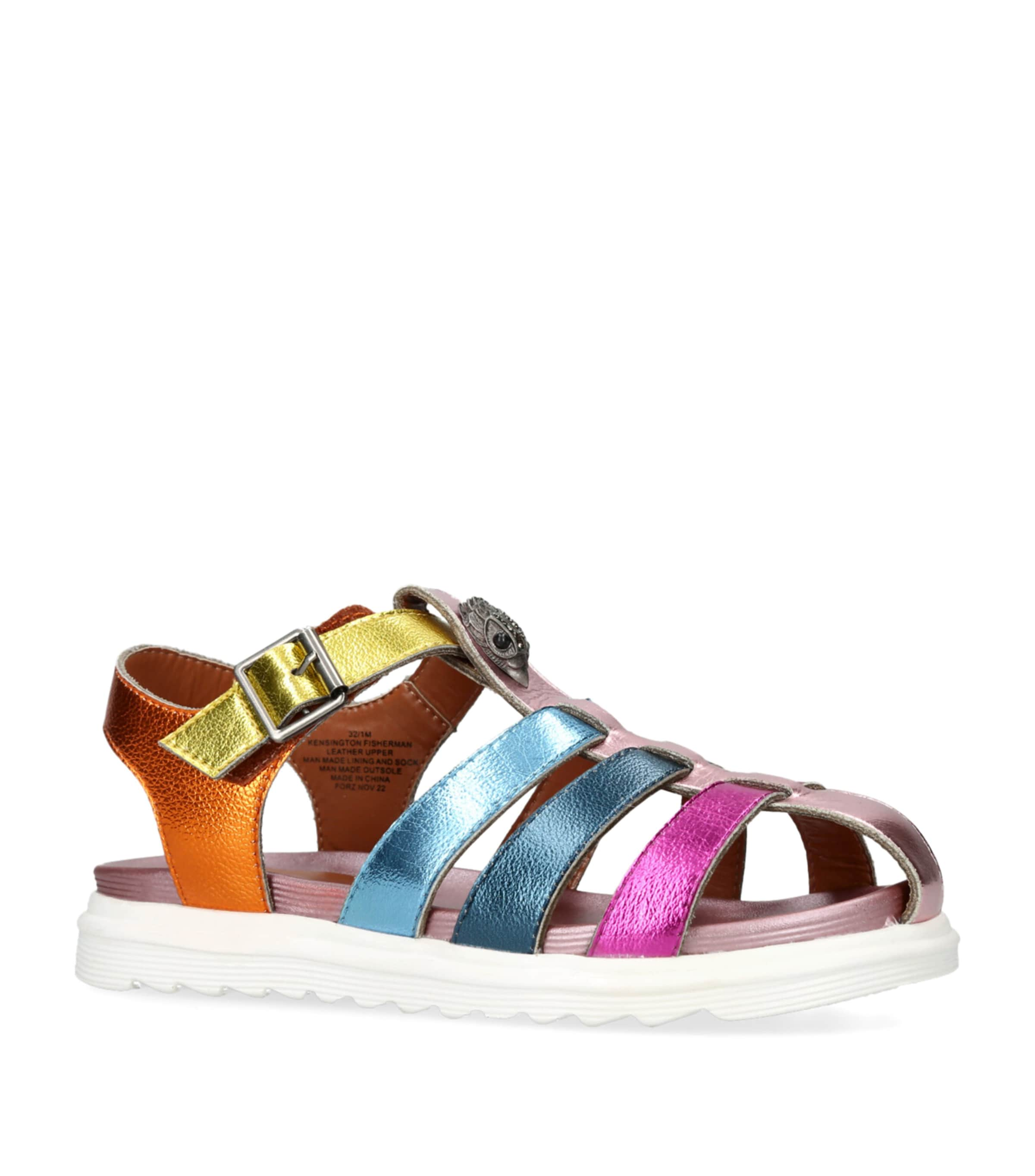 Kurt Geiger Kids' Kensington Colour-blocked Metallic Leather Fisherman Sandals 7-10 Years In Mult/other