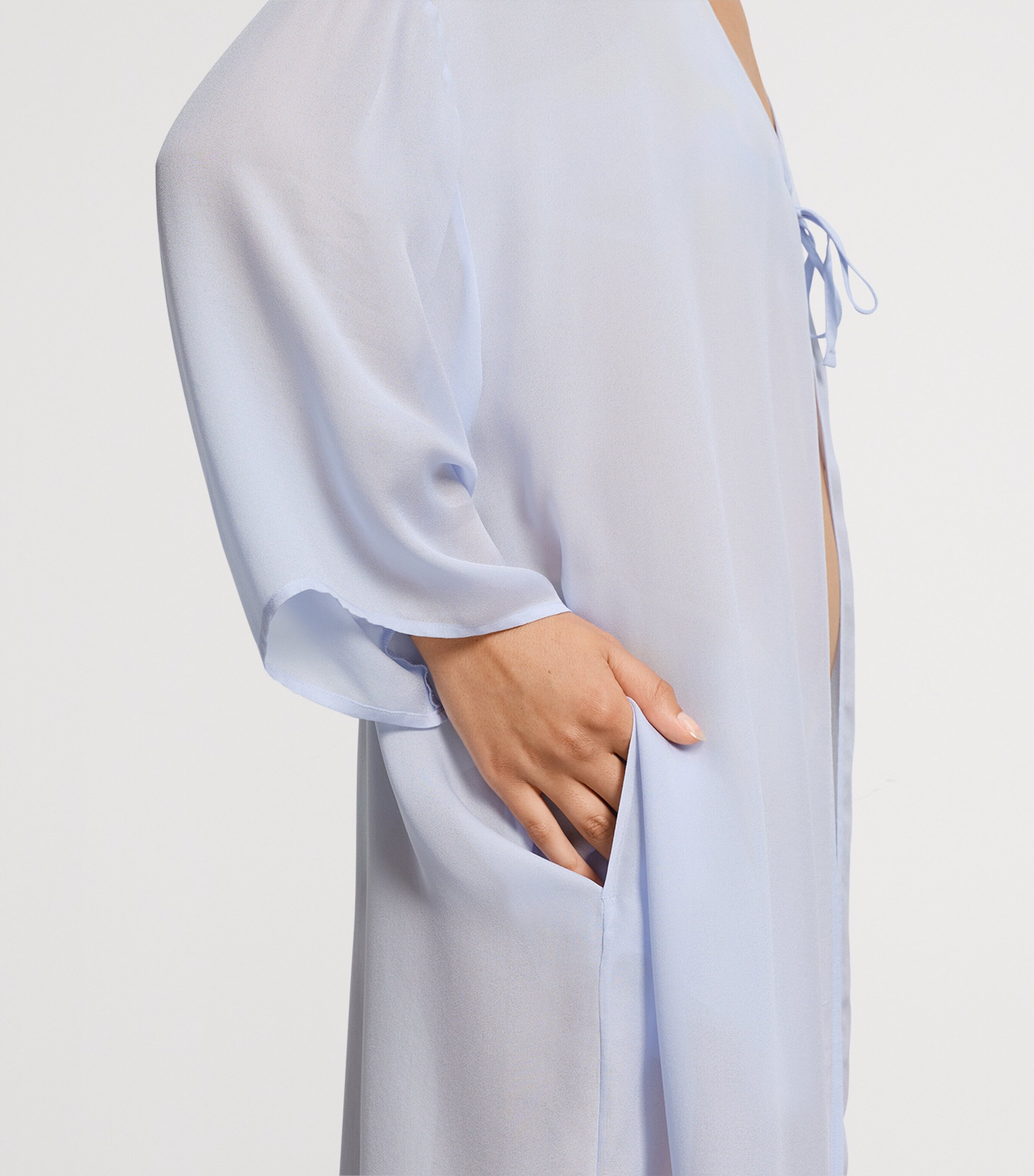 Hanro Womens Monea Robe Blue Dove Image 7
