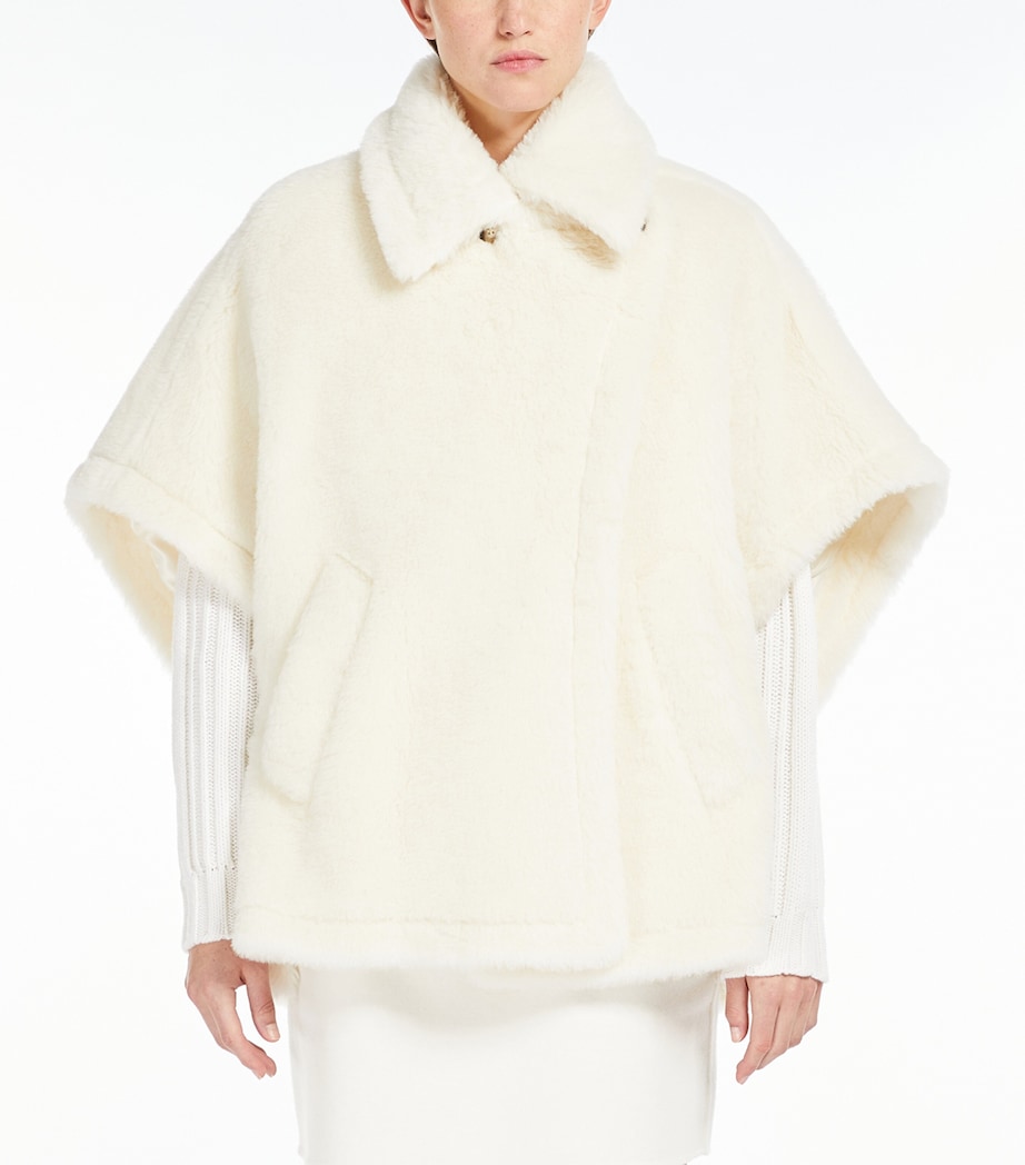 Max Mara Womens Alpaca-Wool-Silk Cape Optical White Image 2