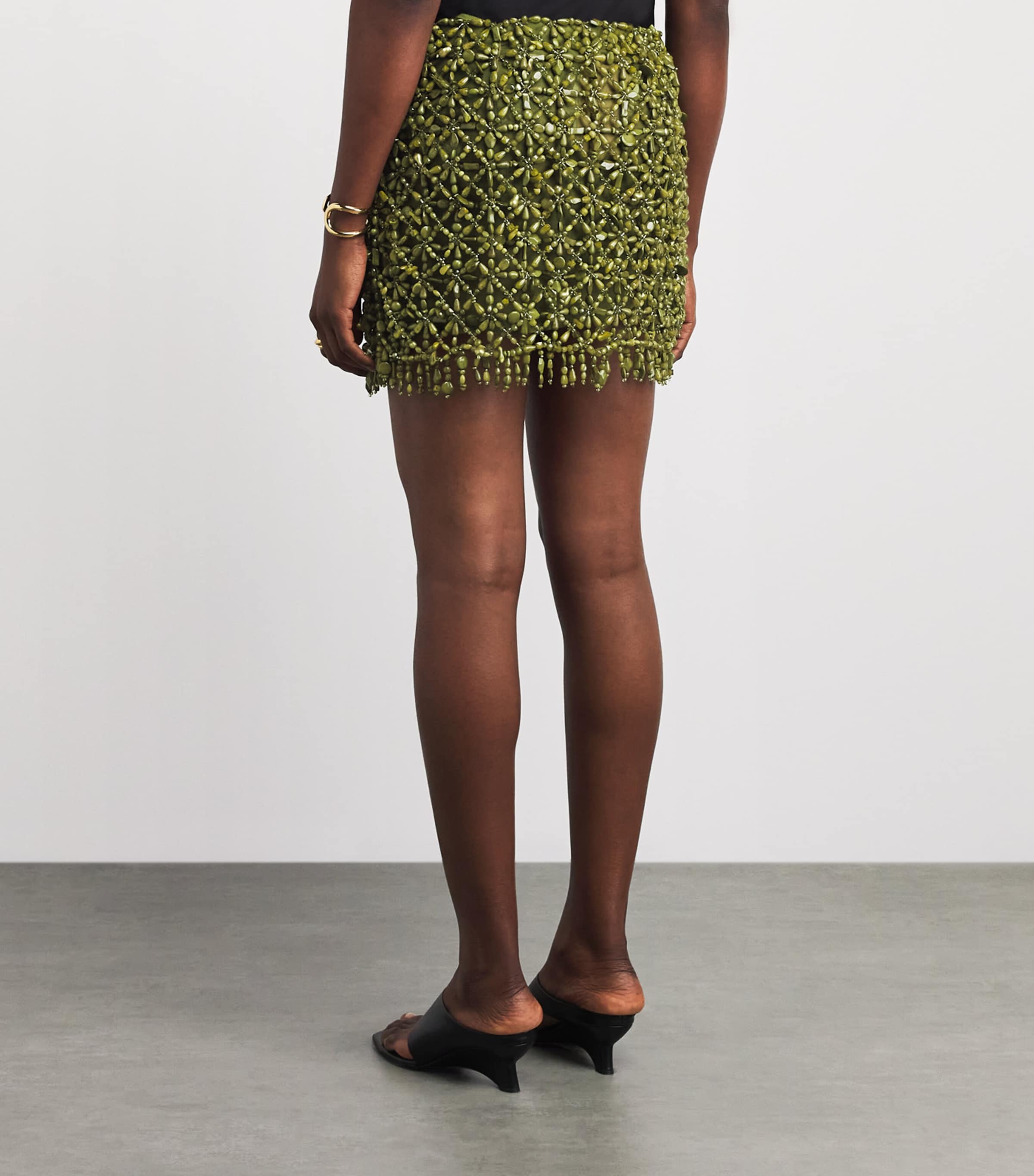 Cult Gaia Womens Silk Embellished Idalia Mini Skirt Deep Pasture Image 5
