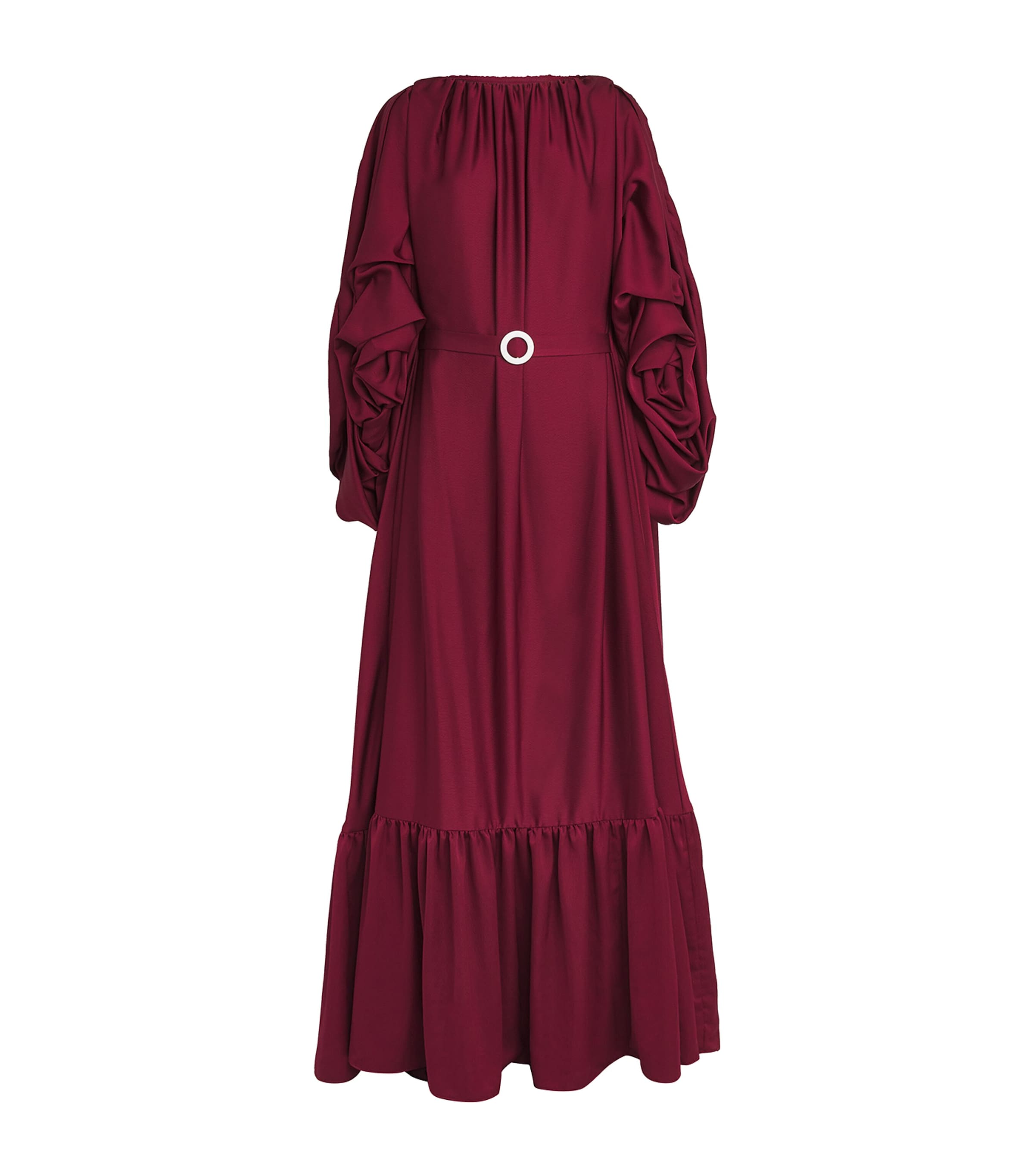 Edeline Lee Puff-sleeve Gown In Burgundy