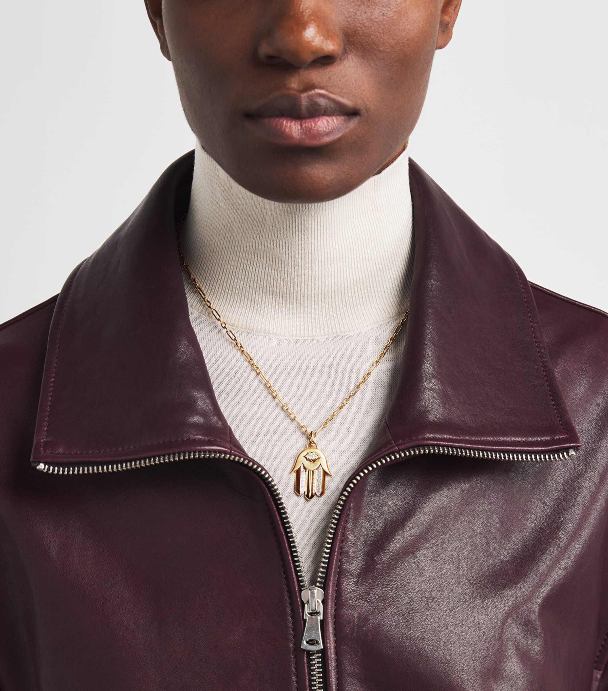 Yellow Gold and Diamond Hamsa Charm YELLOW GOLD Image 2