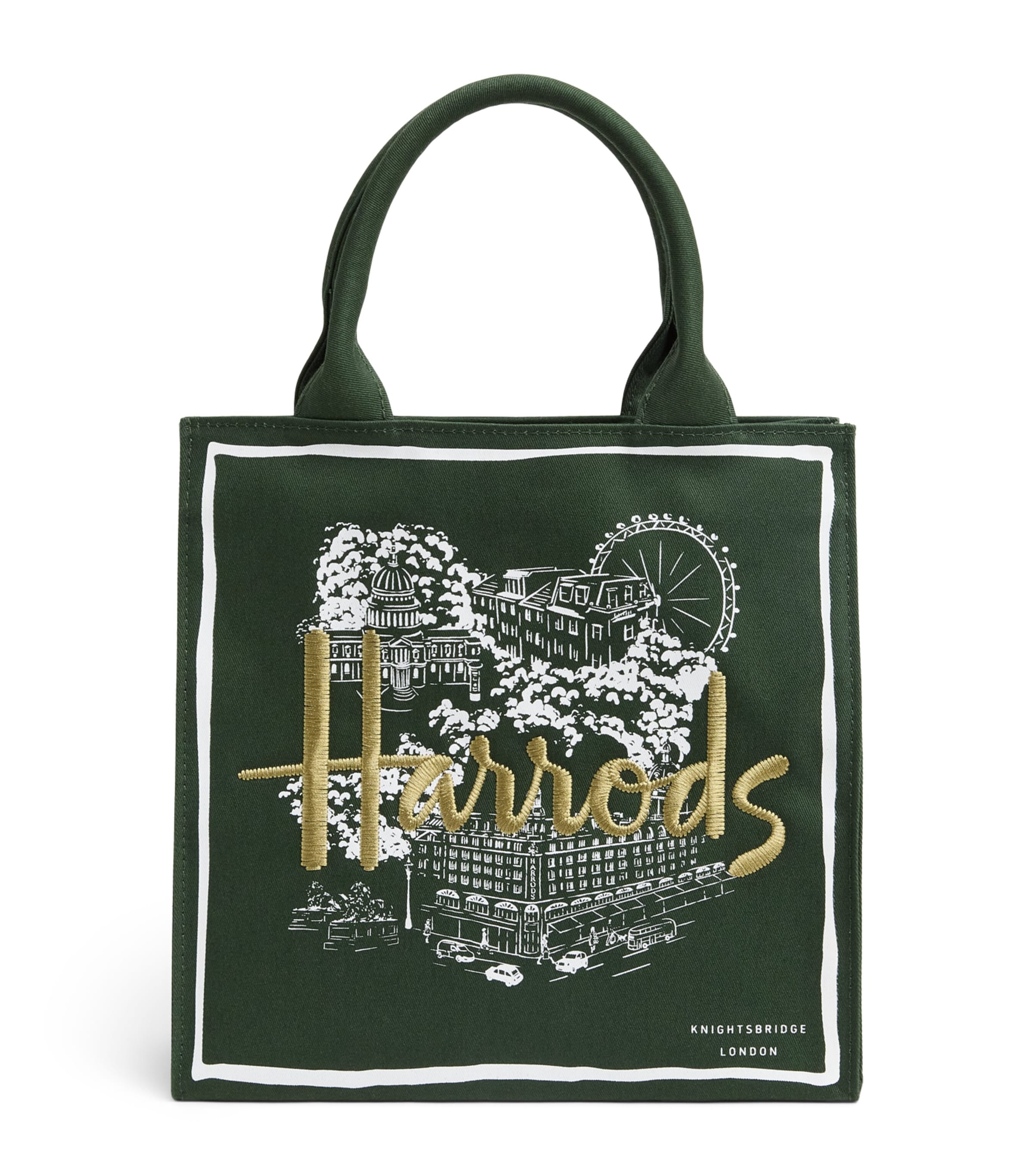 Harrods Small City Stories Tote Bag Green Image 1