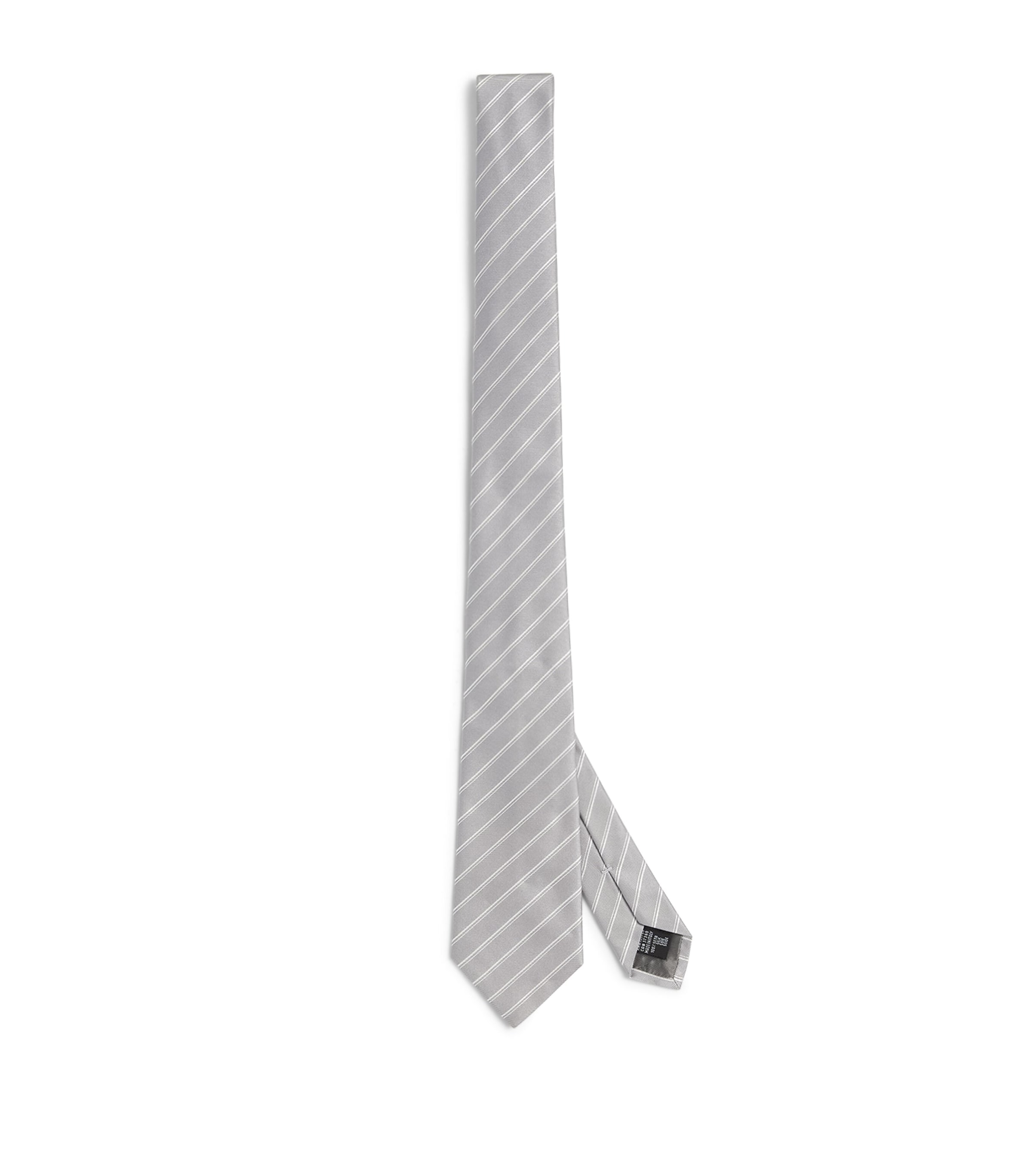 Emporio Armani Silk Woven Double-stripe Tie In Gray