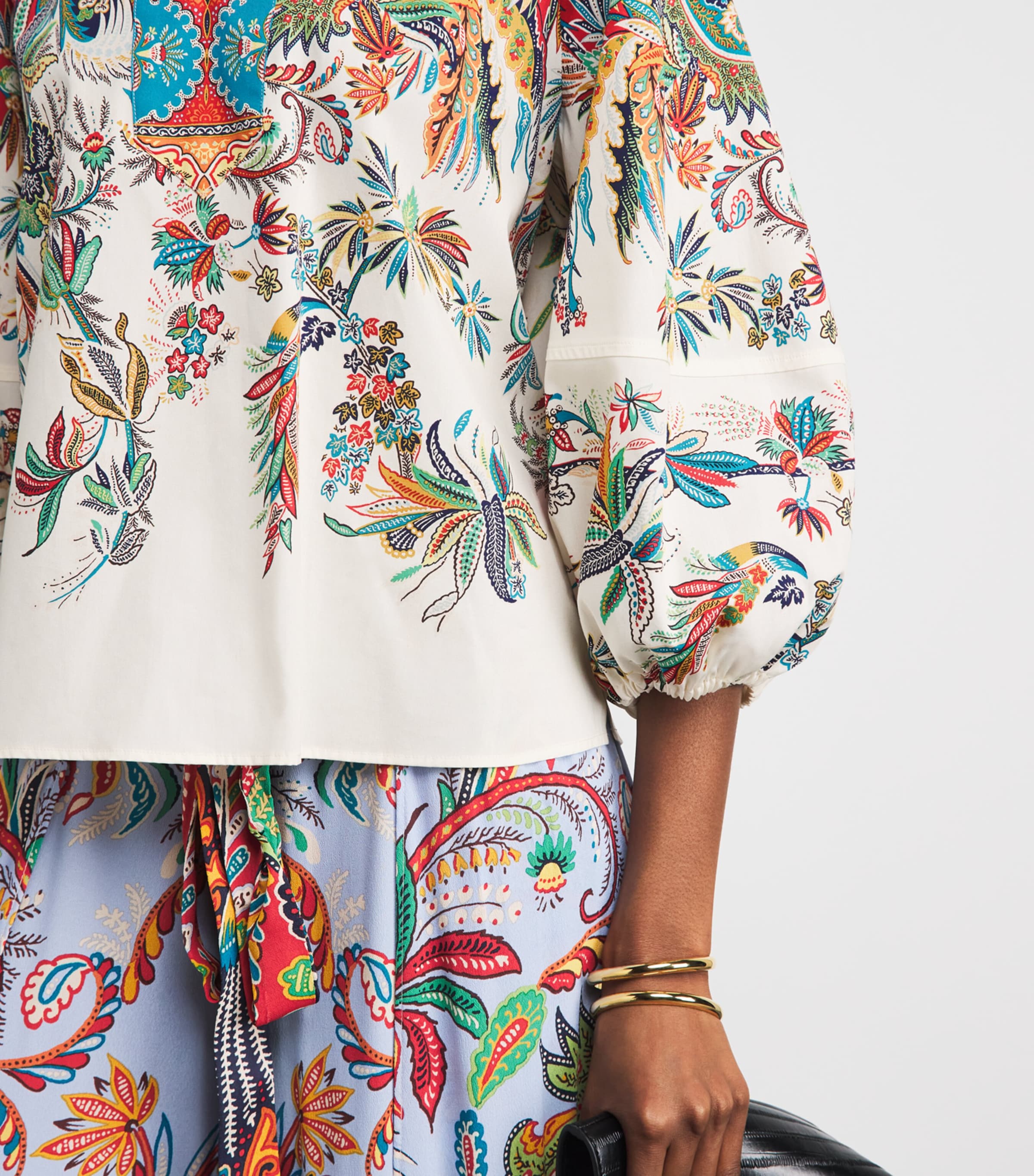 Etro Womens Poplin Floral Print Blouse Prnt/white Bs Image 3