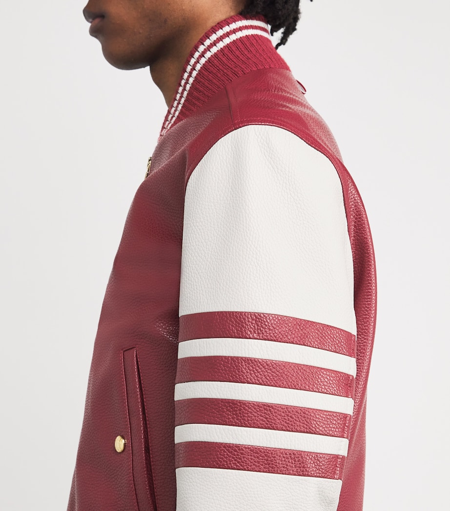 Leather Classic Bomber Jacket BURGUNDY Image 6