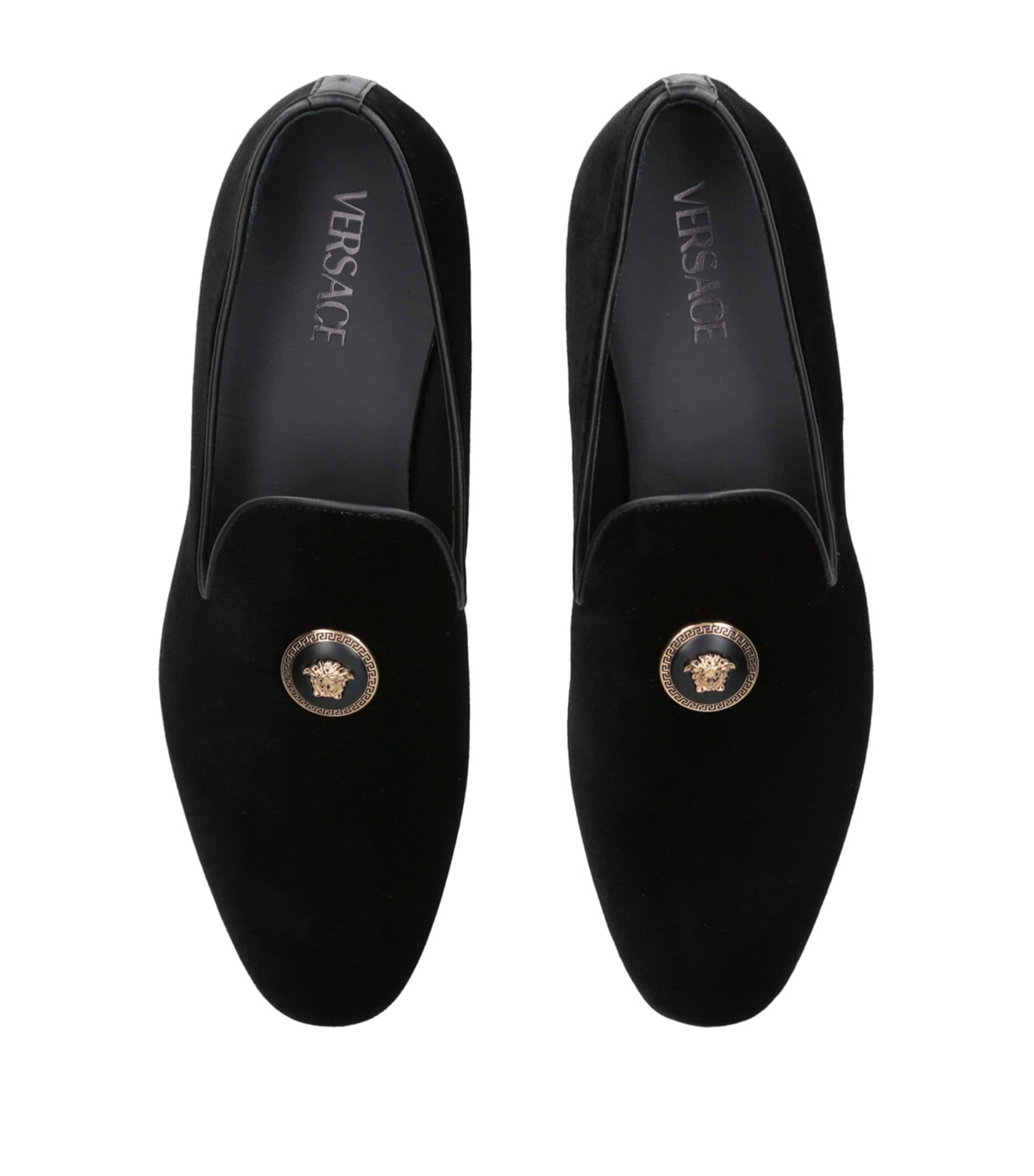 Versace Black Velvet Medallion Loafers | Harrods US