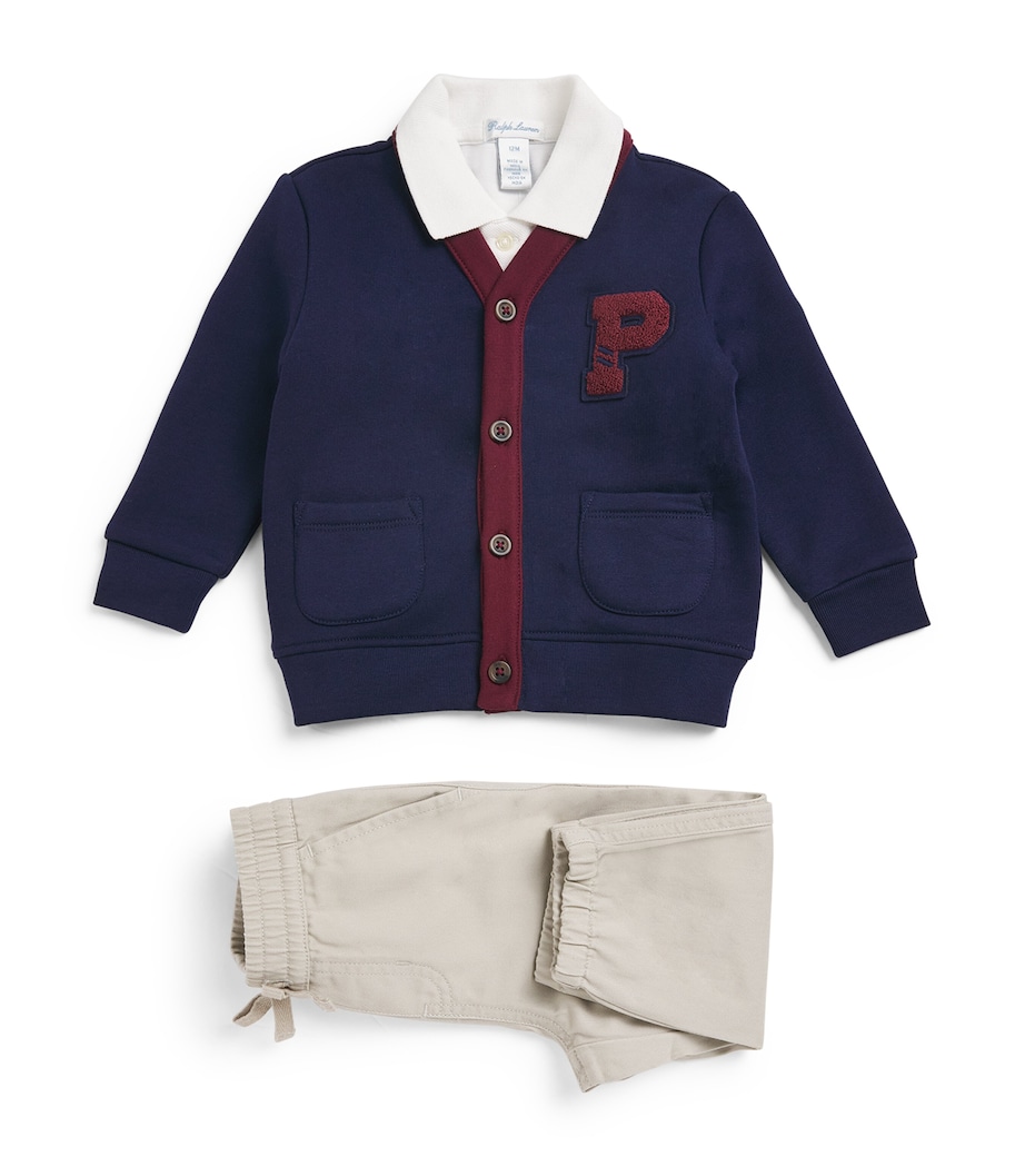 Polo Shirt, Cardigan and Trousers Set (3-24 Months) MULTI Image 1