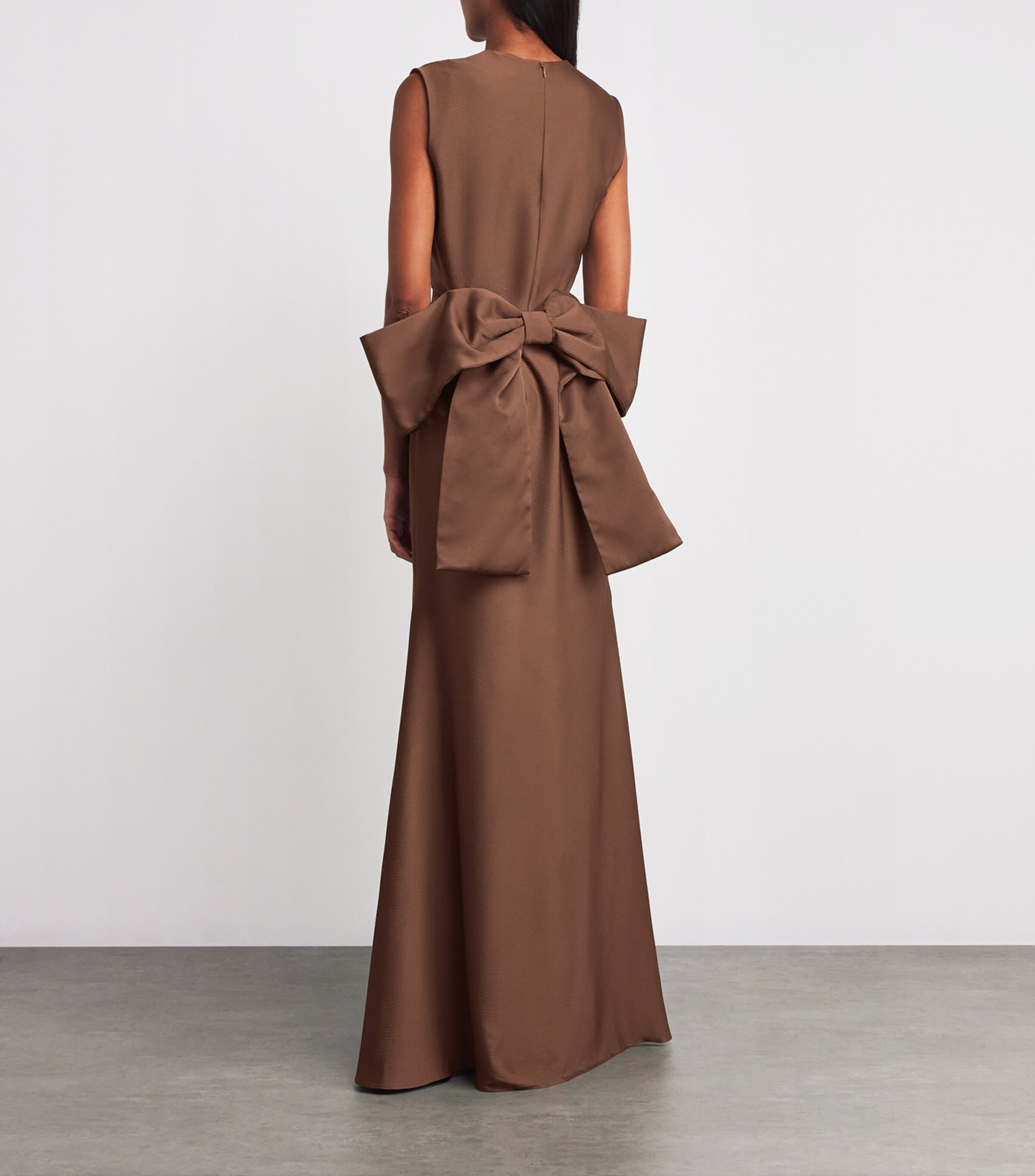 Edeline Lee Womens Charmeuse Bow Gown Brw Image 3