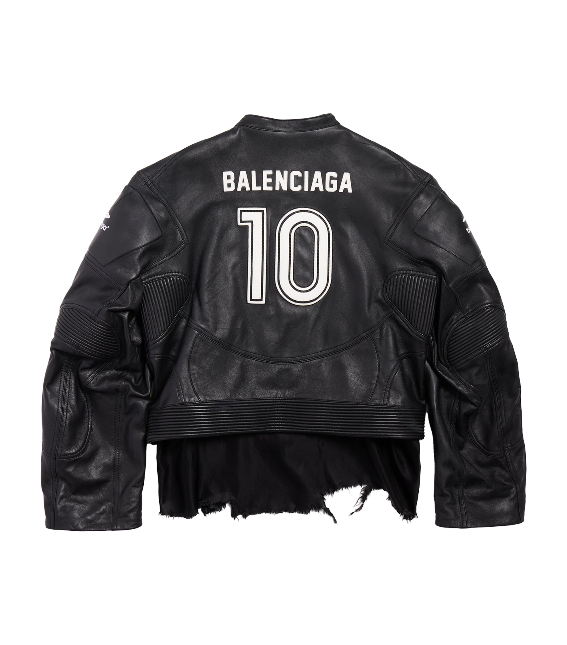 ジャケット・アウター BALENCIAGA DOUBLE RING RACER JACKET BALENCIAGA Racer Oversized Distressed Panelled Leather