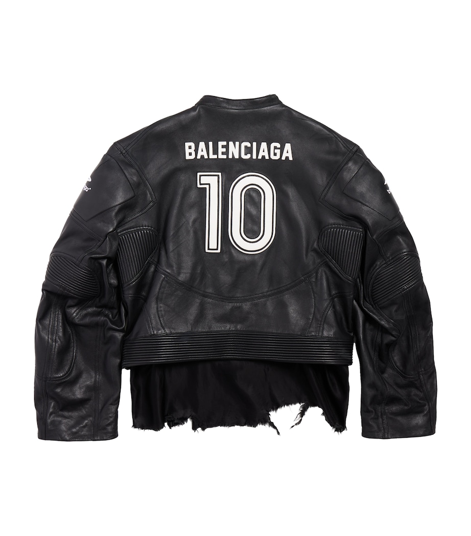Leather Distressed Racer Jacket 1000 Image 2