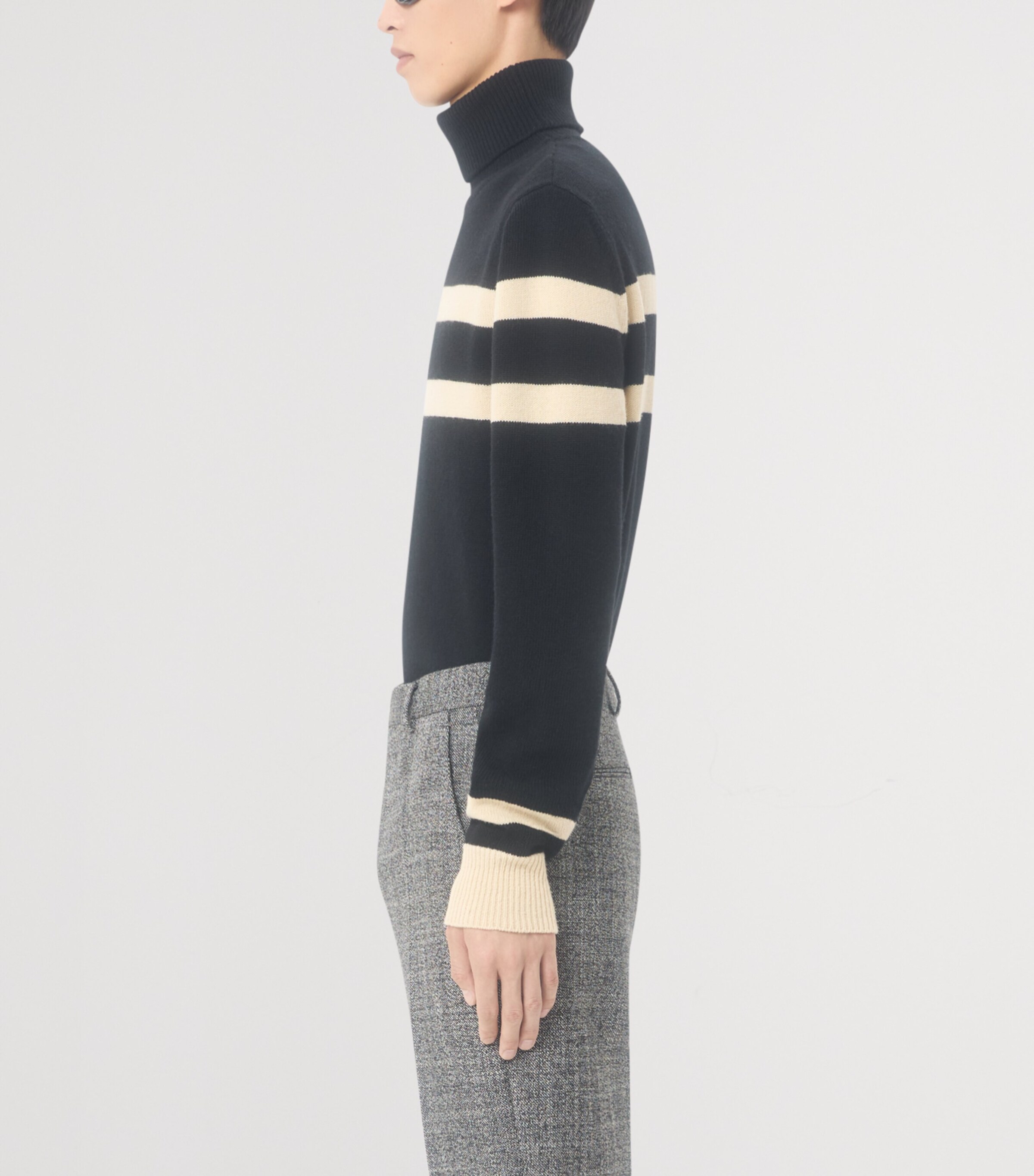 Virgin Wool Stripe Rollneck Sweater 9RA Image 3