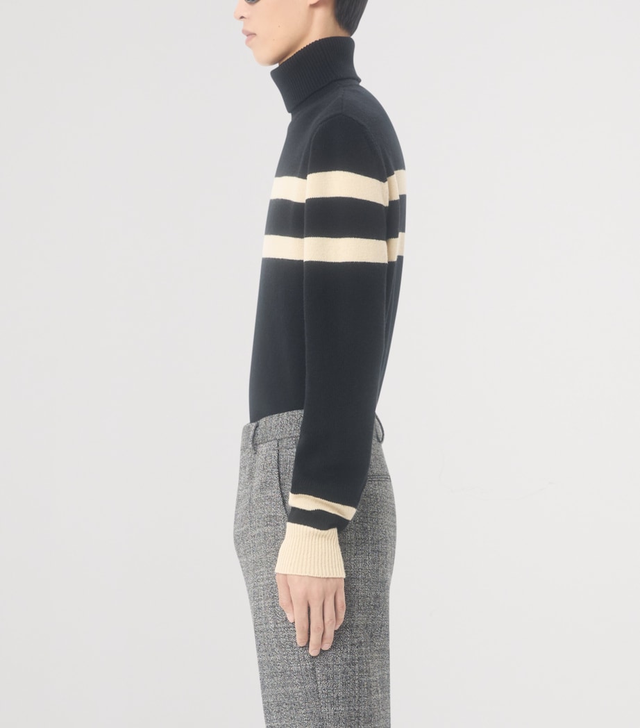 Virgin Wool Stripe Rollneck Sweater 9RA Image 3