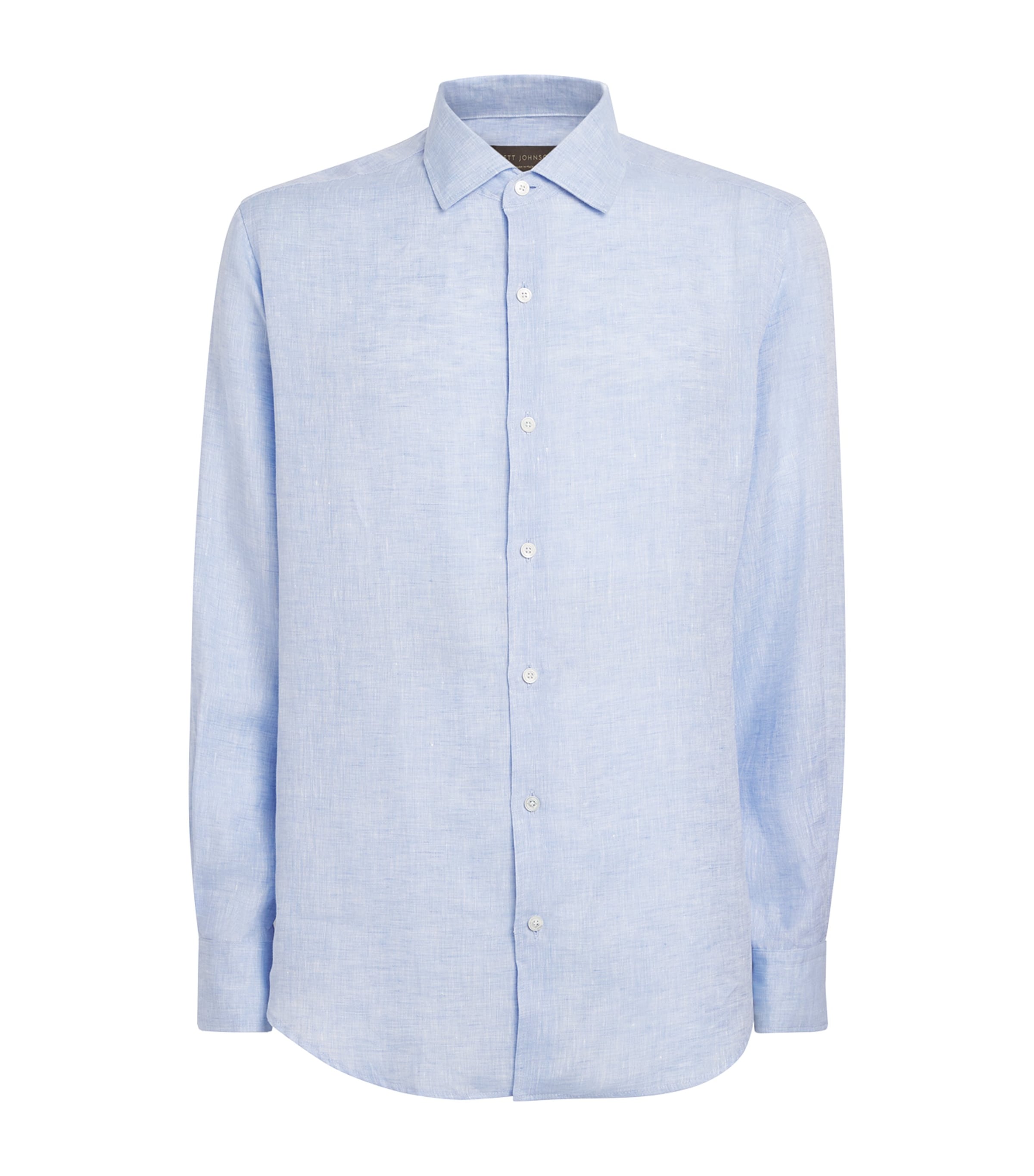 Brett Johnson Mens Linen Shirt Blu Lino Image 1