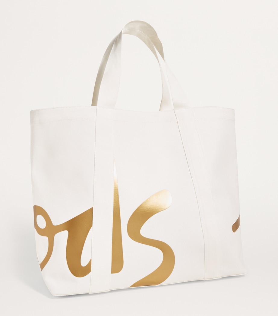 Large Cotton Logo Tote Bag IVORY Image 3