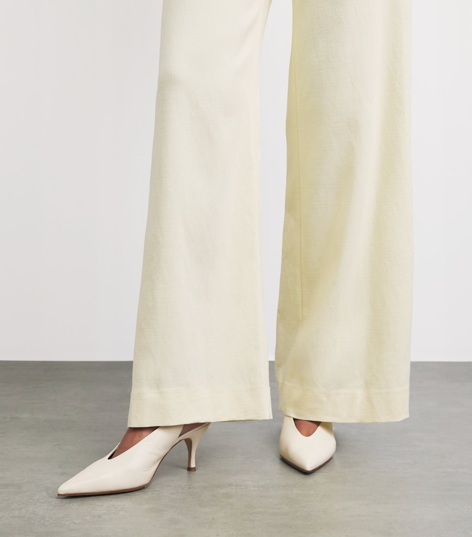 Maje Womens Tailored Wide-Leg Trousers Pale Yellow Image 3