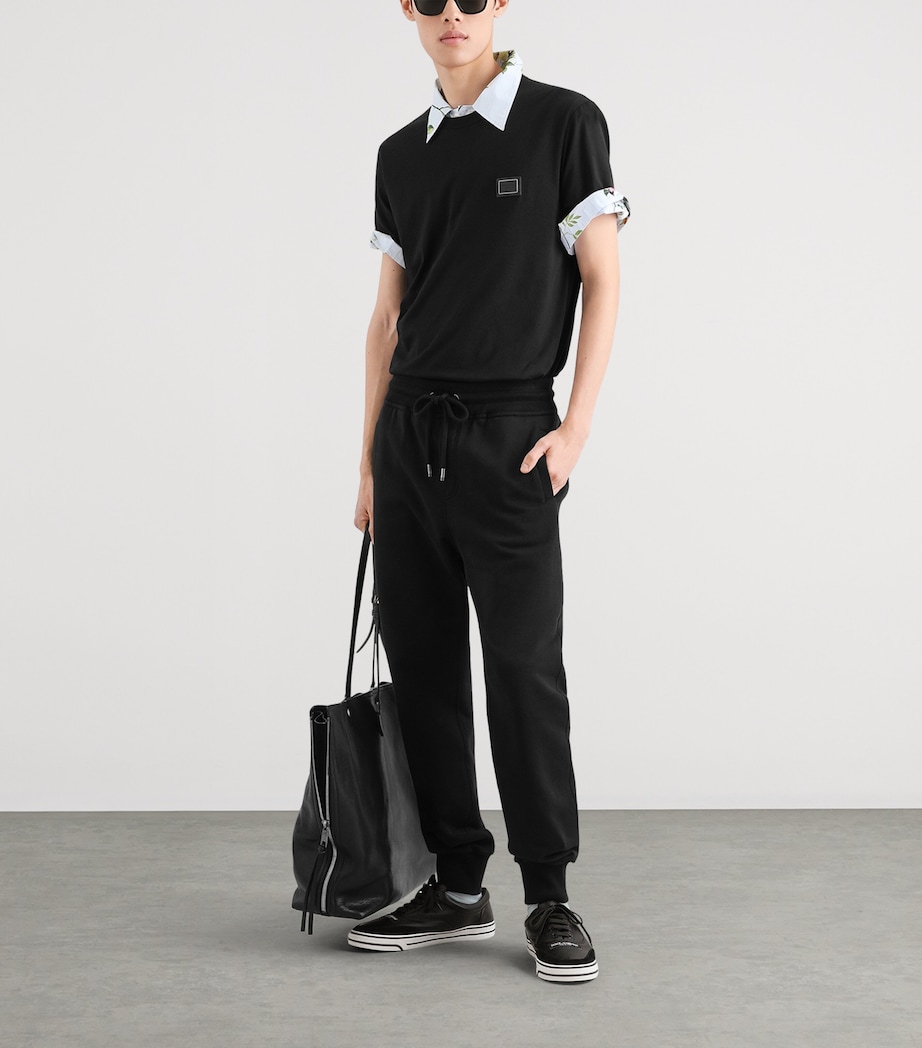 Dolce&Gabbana Mens Cotton Logo Plaque T-Shirt Black Image 2