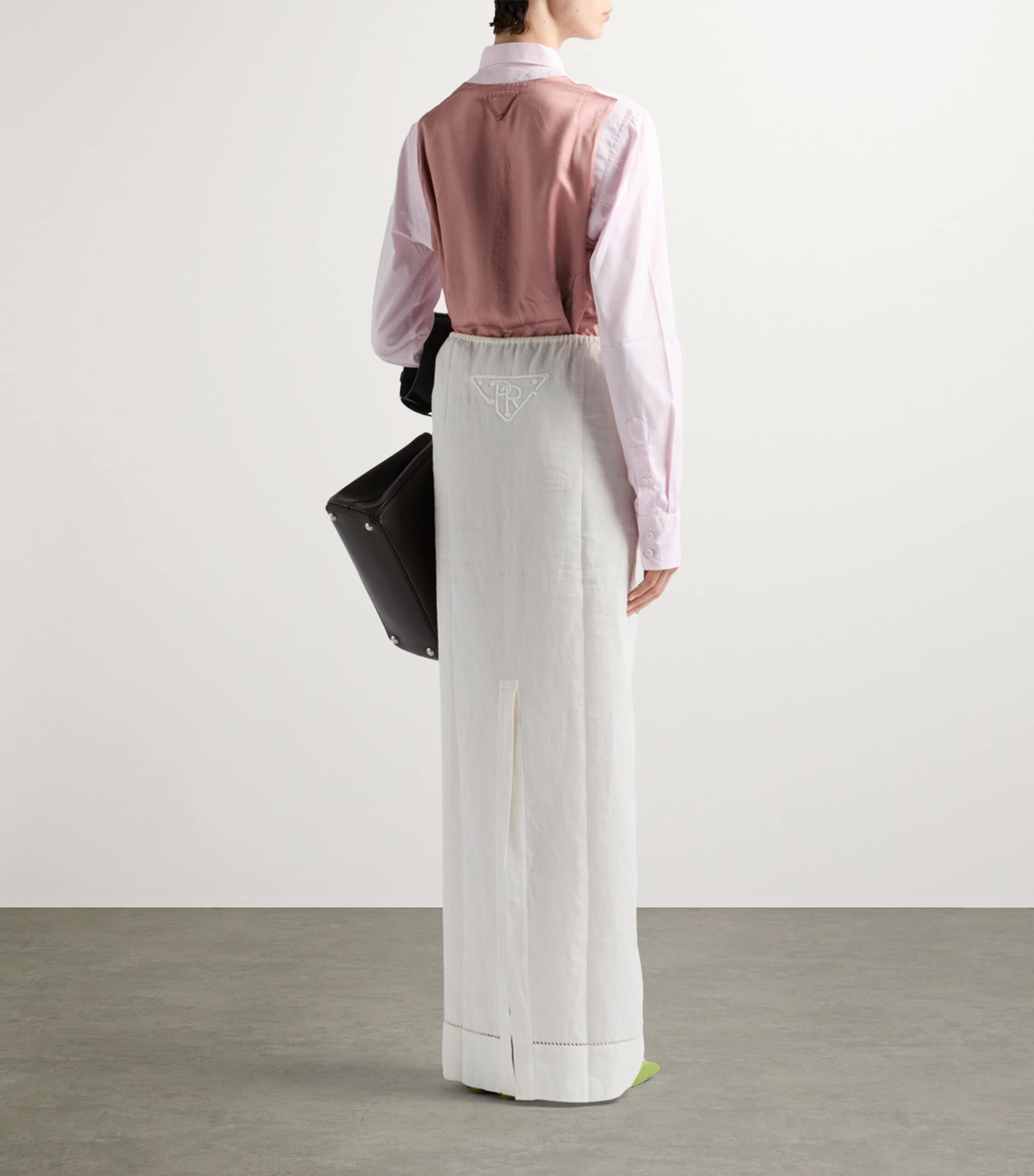スカート PRADA IVORY LINEN SKIRT Ivory Embroidered linen skirt | PRADA