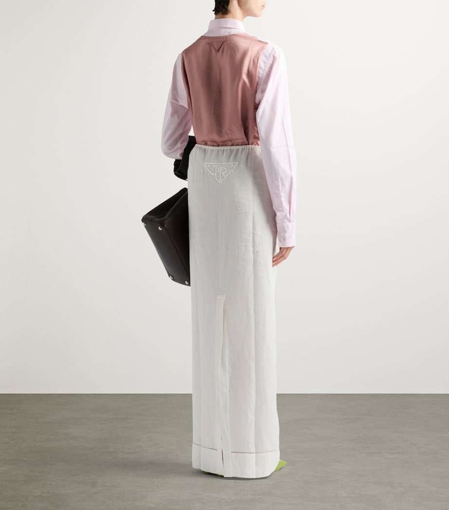 Prada Womens Linen Maxi Skirt Image 4