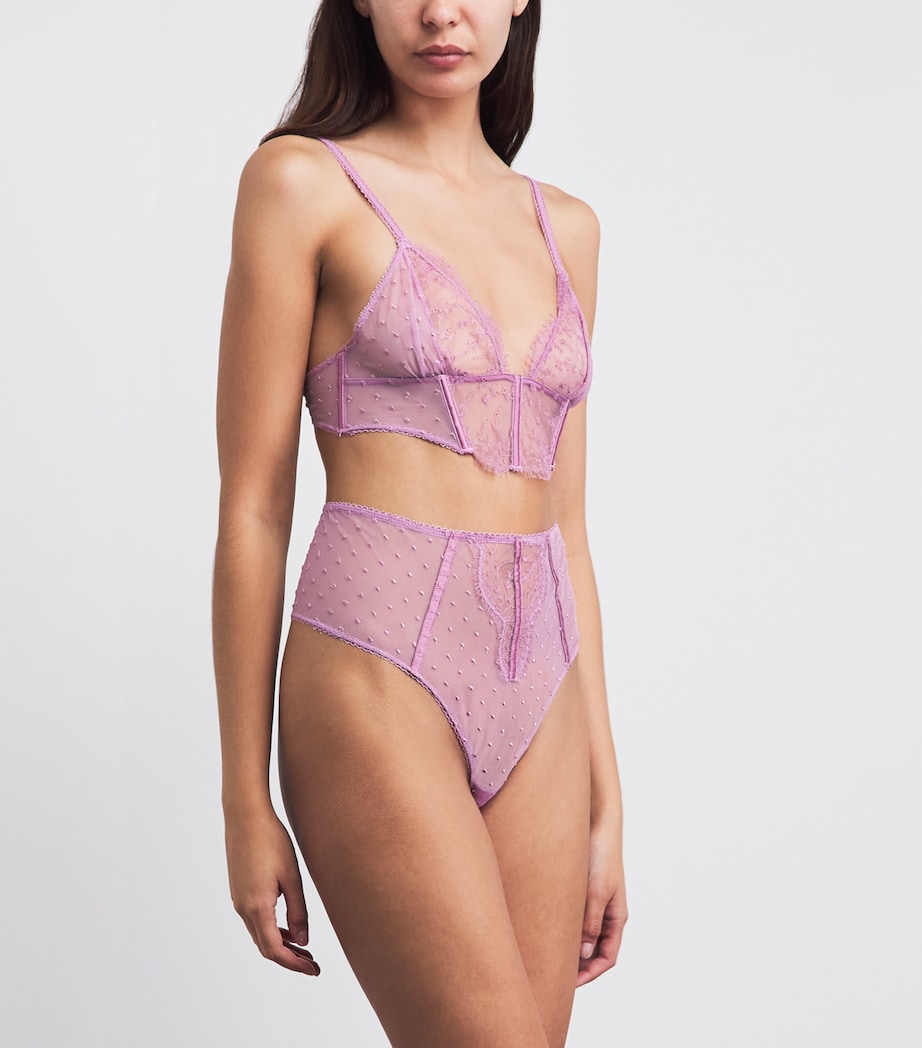 Kiki de Montparnasse Womens Lace Merci Beaucoup Longline Bra Mauve Image 2
