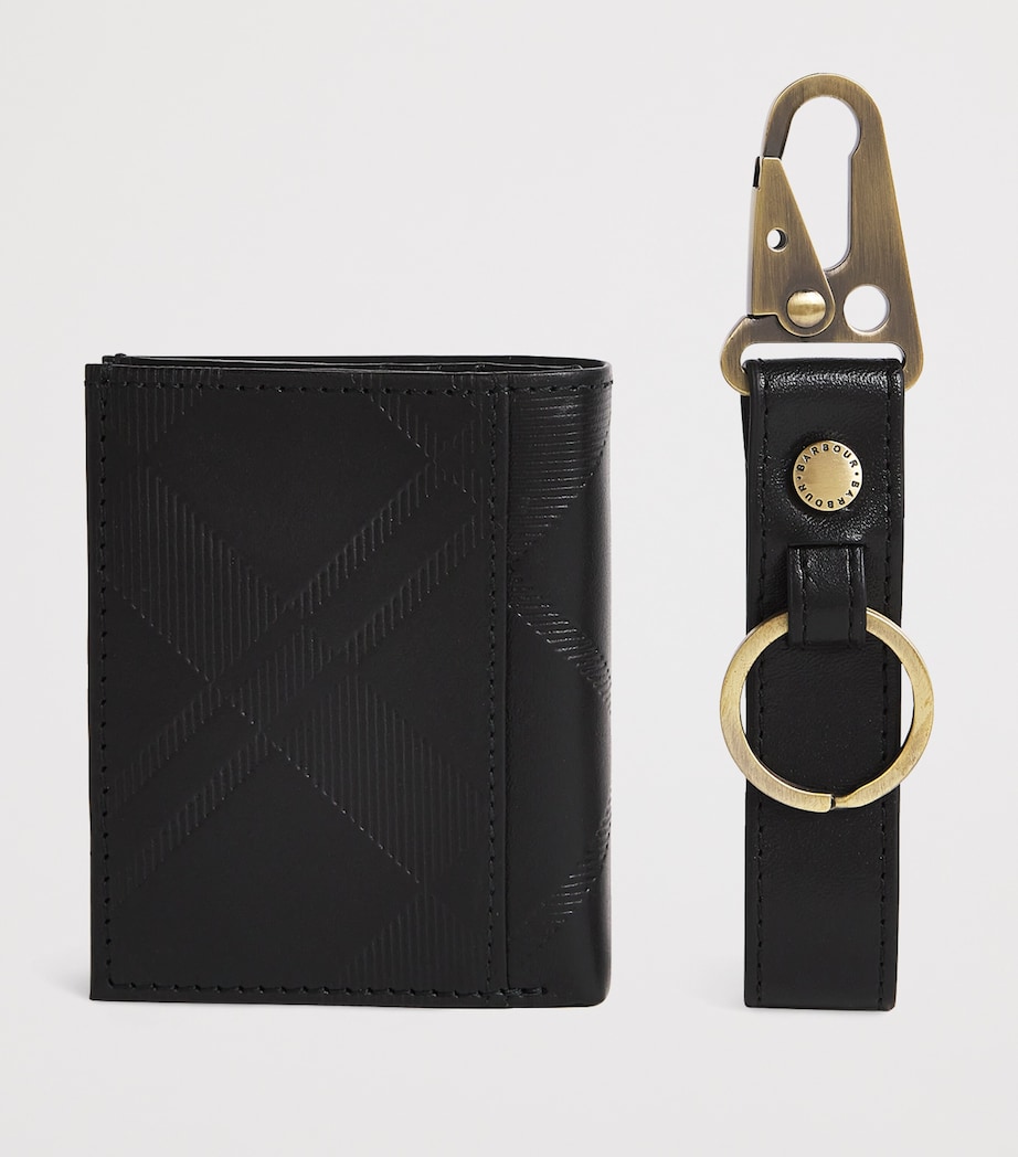 Leather Brunton Wallet and Cardholder Gift Set BLACK DEBOSS TARTAN Image 2