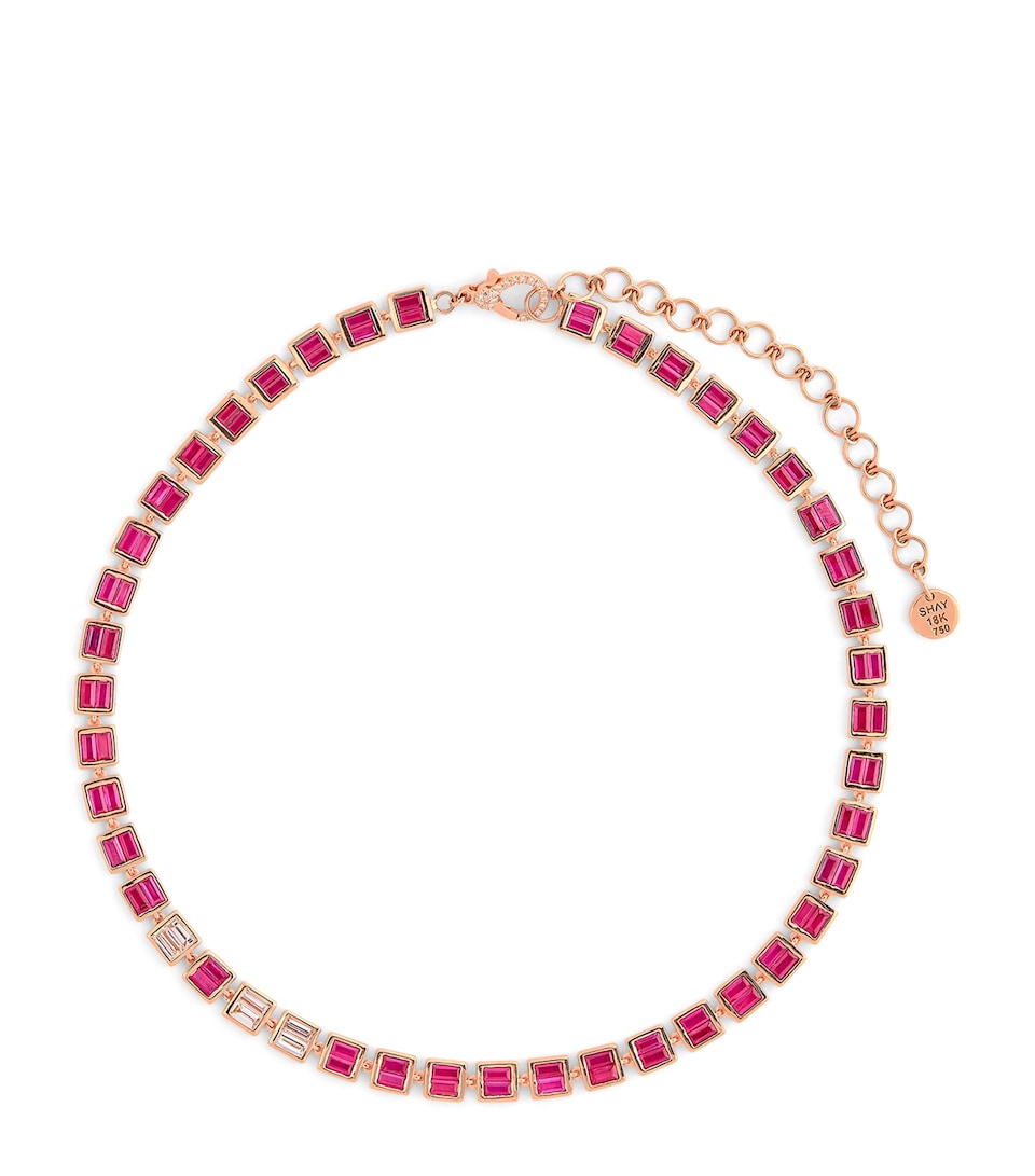 SHAY Rose Gold, Diamond and Ruby Deco Choker Rose Gold