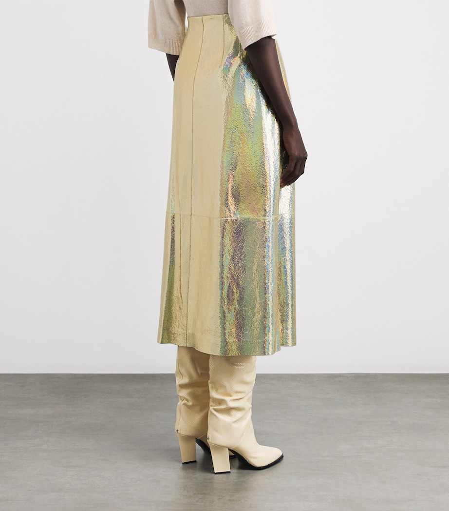 Suede Metallic Midi Skirt HALO YELLOW METALLIC Image 4