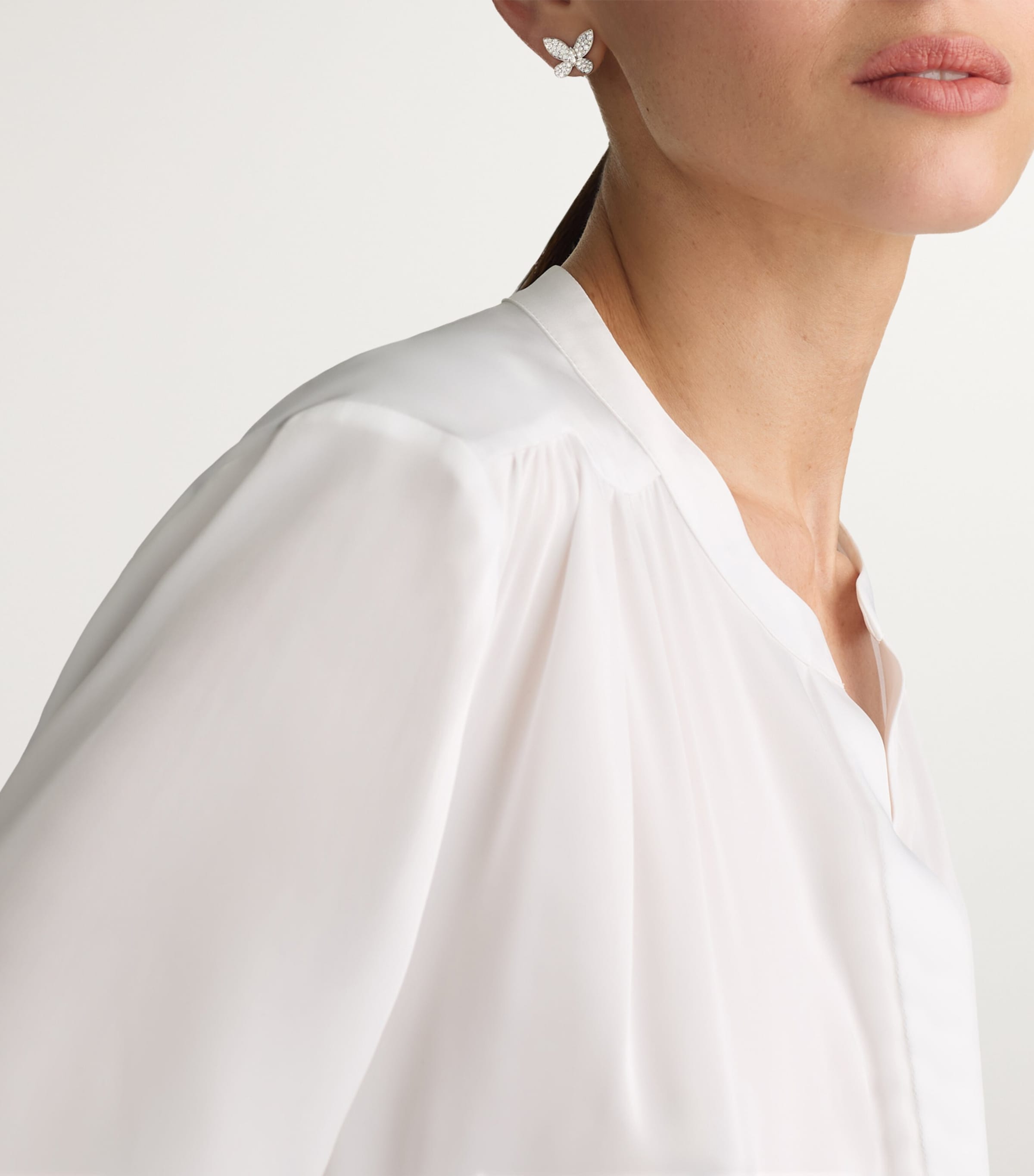 White Gold and Diamond Butterfly Stud Earrings WHITE GOLD Image 2