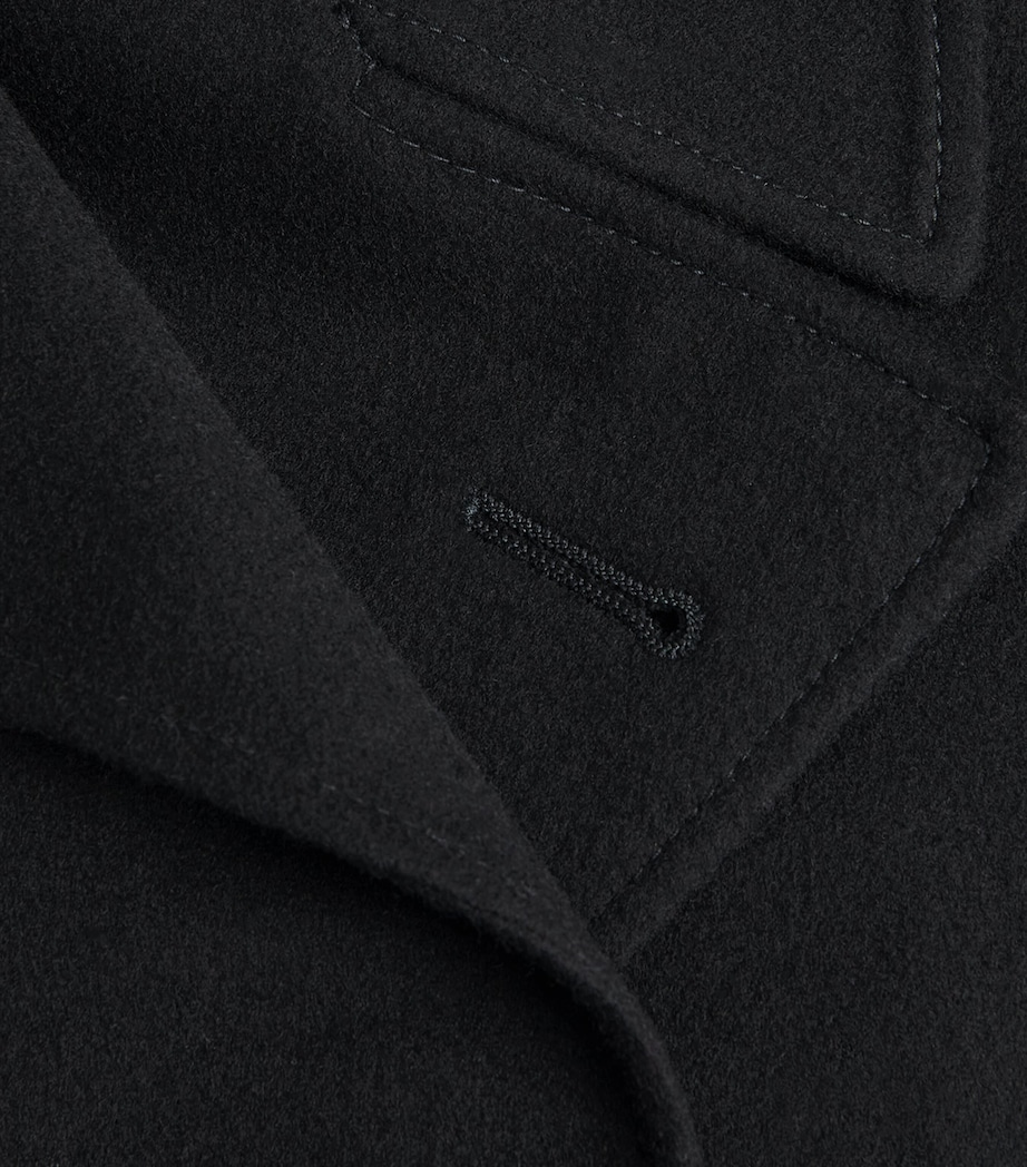 Canali Mens Wool-Cashmere Pea Coat Black Image 6