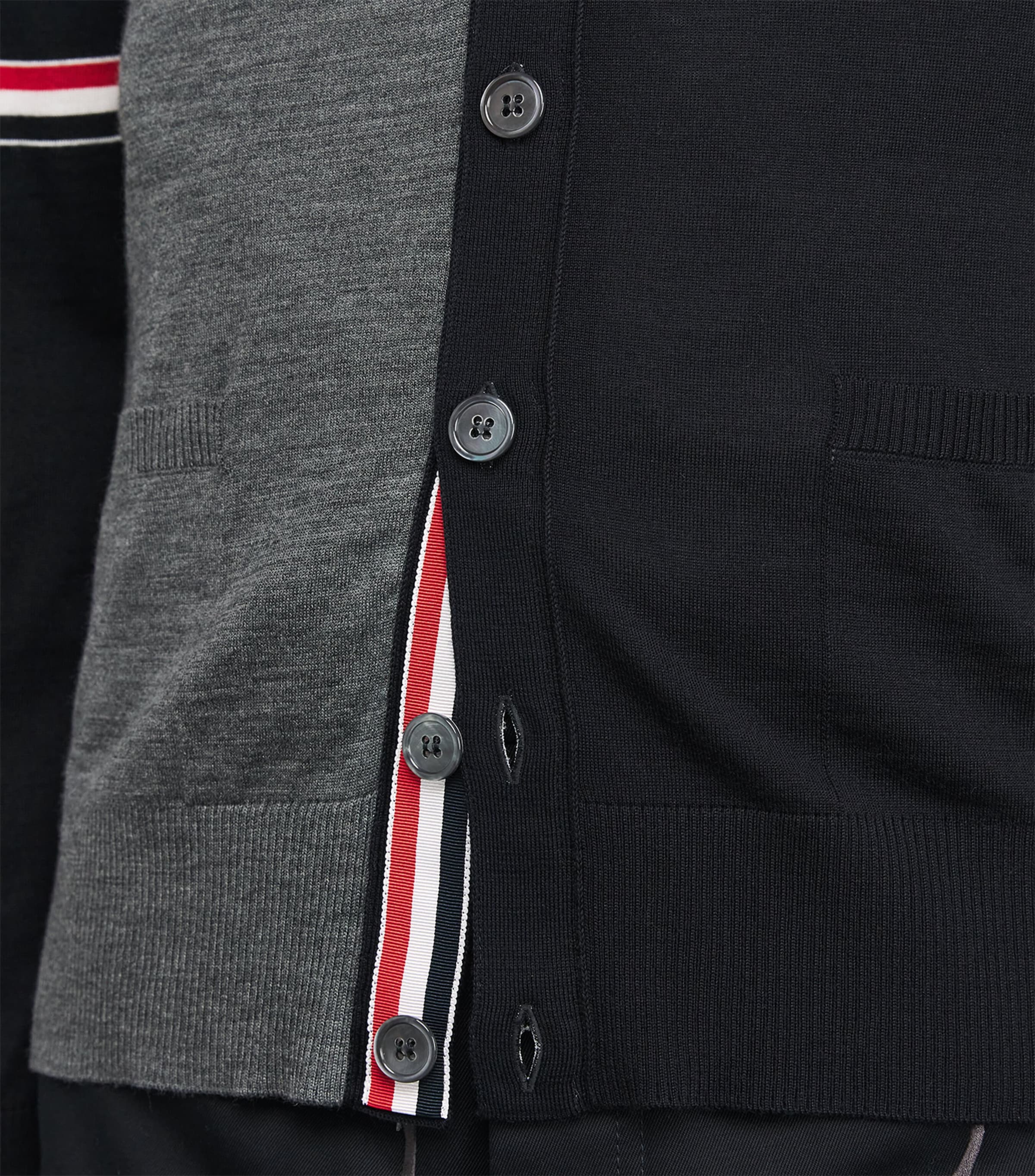 Virgin Wool Tricolour Cardigan NAVY/GREY/BROWN Image 6