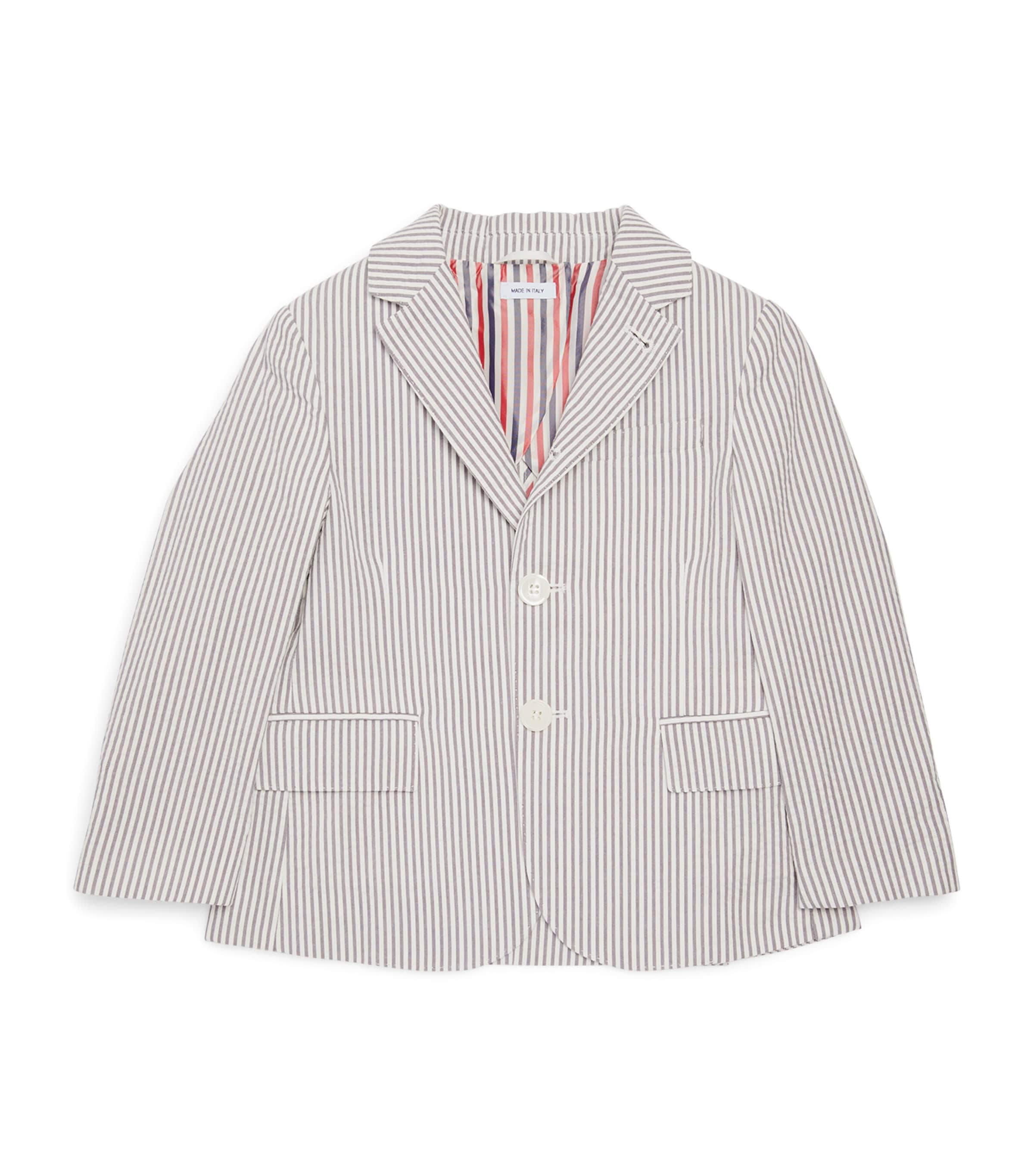 Thom Browne Kids' Cotton Striped Blazer In Grey