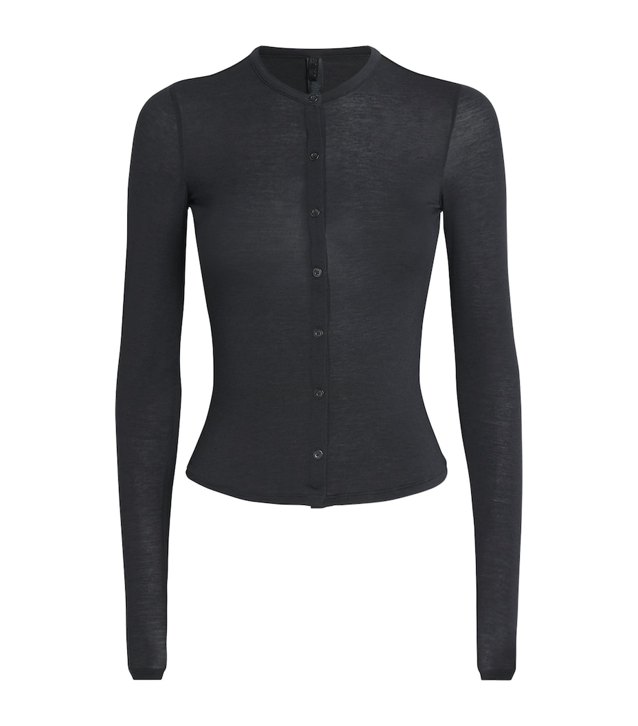 Skims Womens Sheer Modal Cardigan Onyx Image 1
