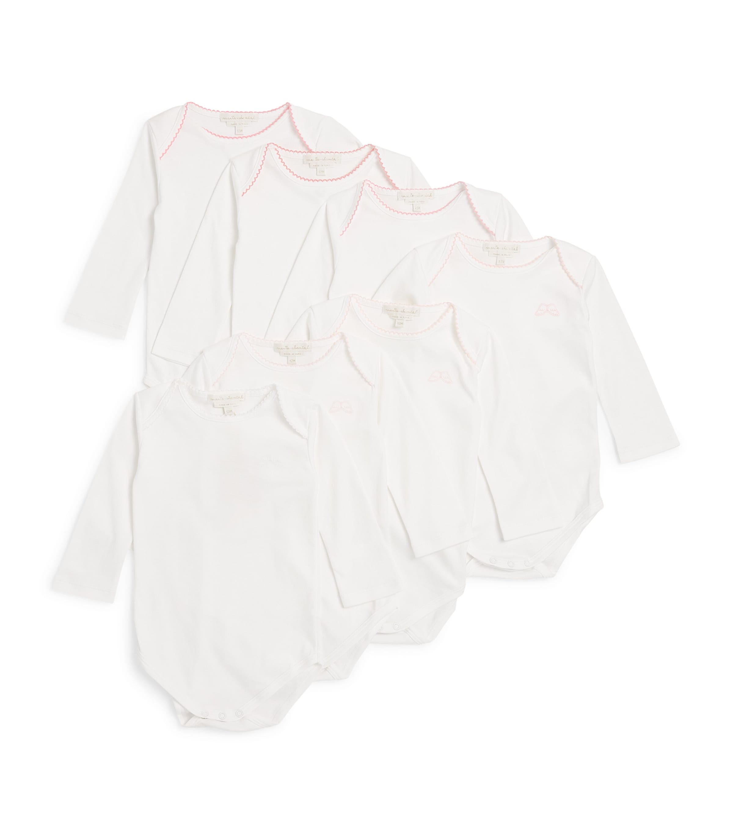Marie-chantal Set Of 7 Pima Cotton Angel Wings All-in-one In White