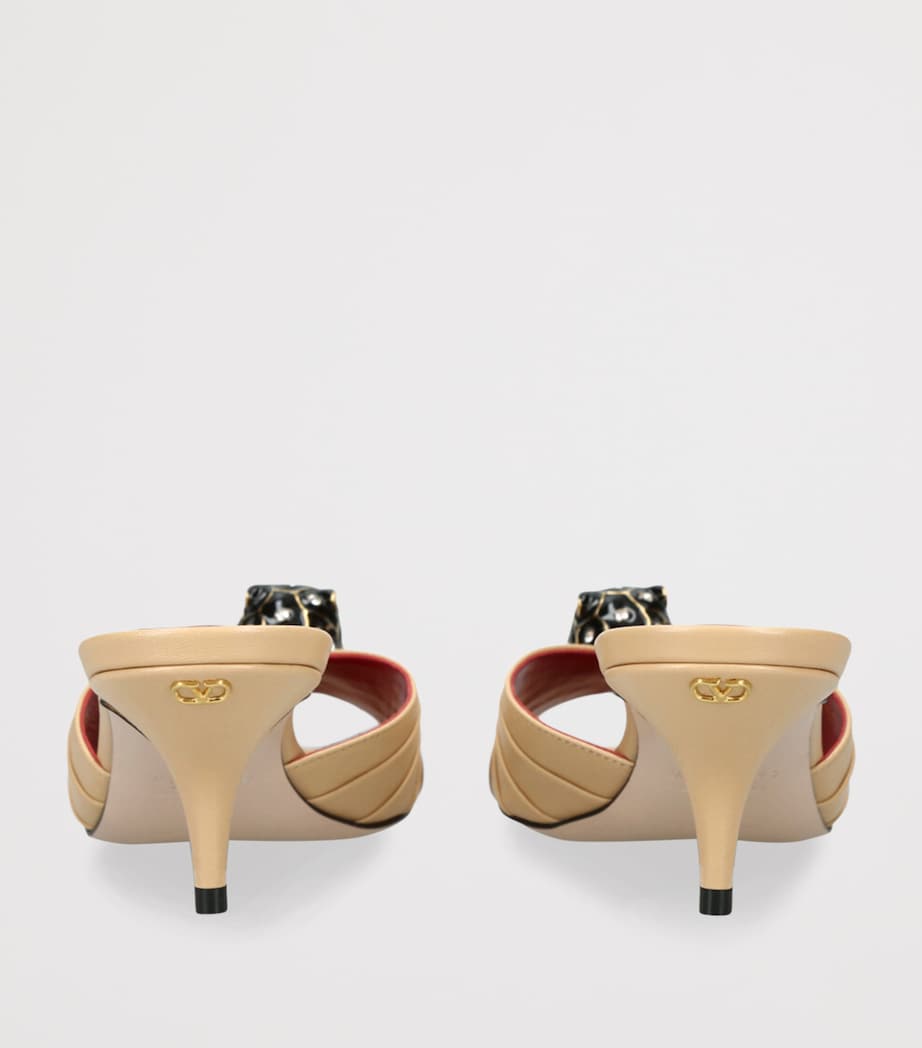 Valentino Garavani Leather Panthea Heeled Mules 55 Cream Image 2