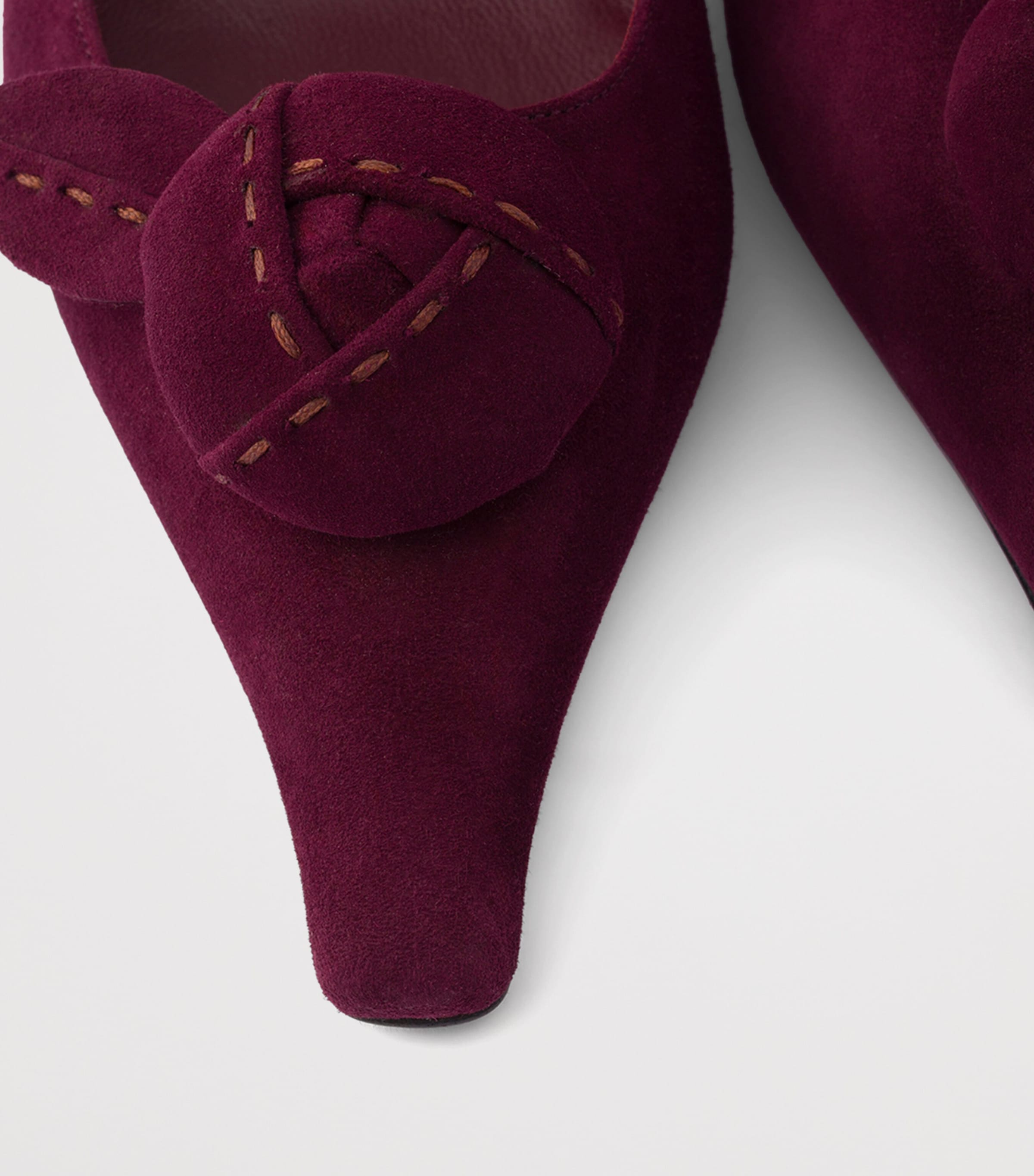 Prada Suede Floral-Detail Pumps 55 Burgundy Image 6