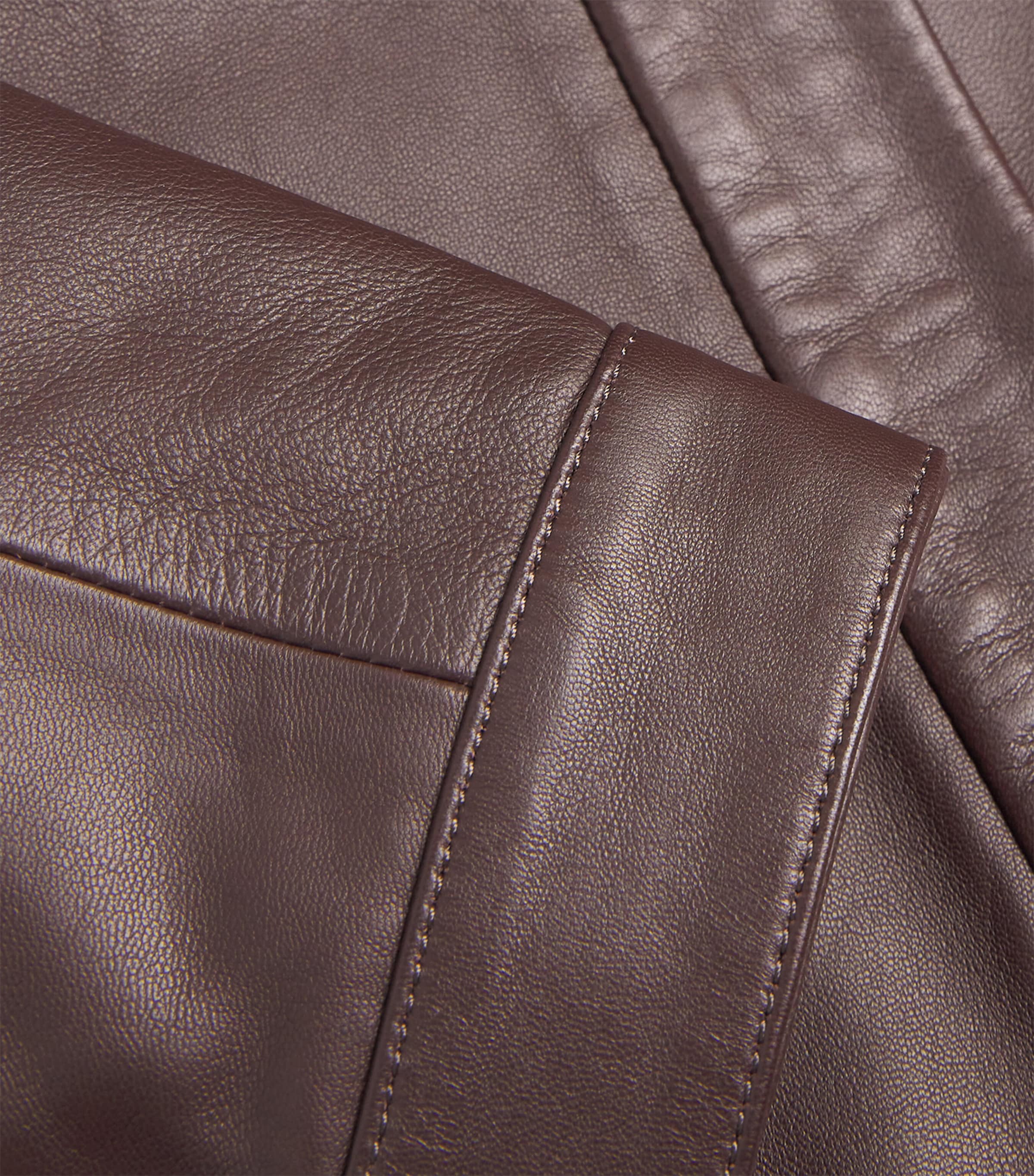 Loulou de Saison Womens Ascot Leather Jacket Brown Image 5