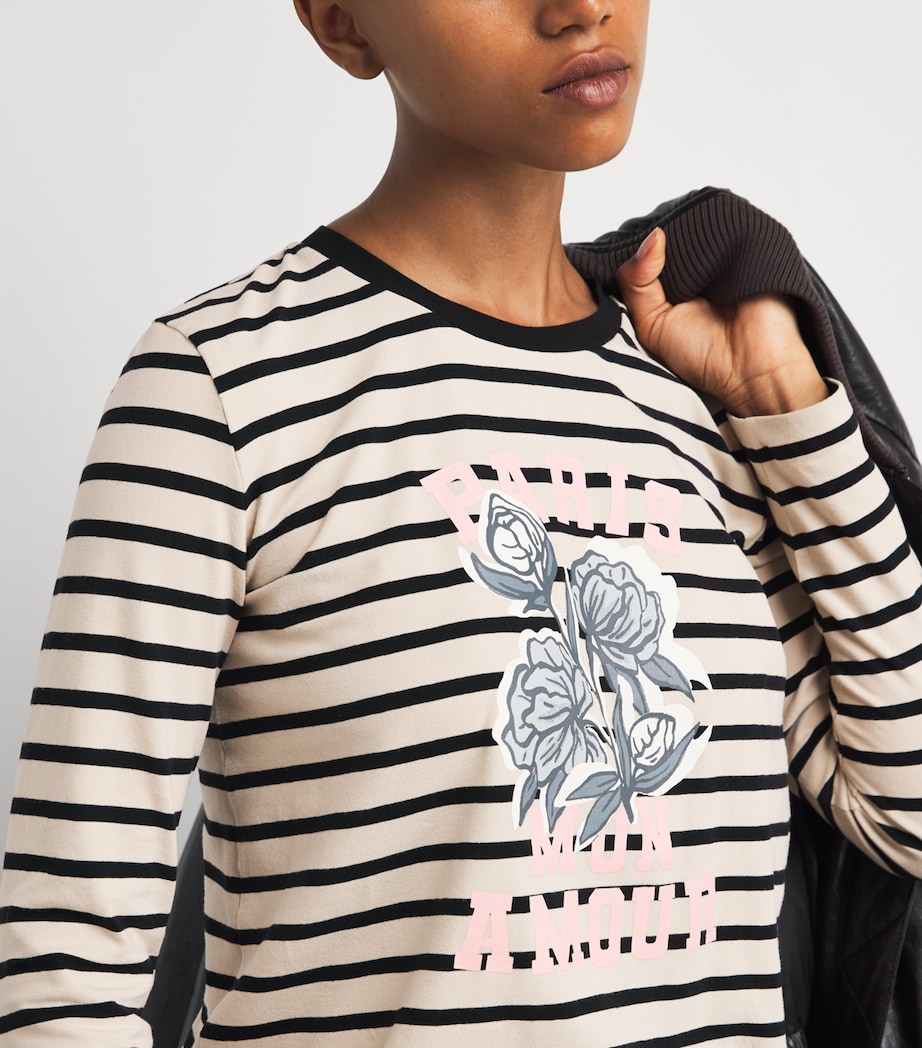 Stretch Cotton Paris Graphic Top BEIGE Image 6