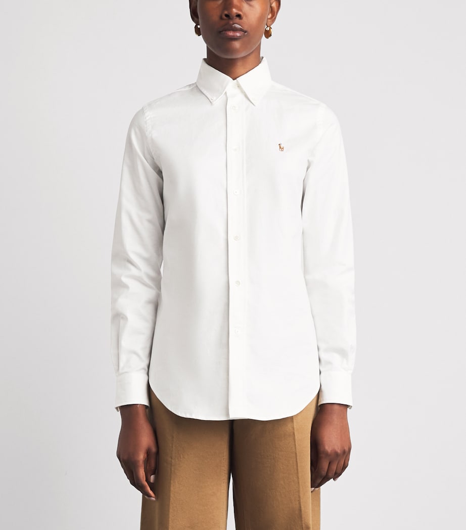Polo Ralph Lauren Womens Slim-Fit Oxford Shirt Bsr White Image 4