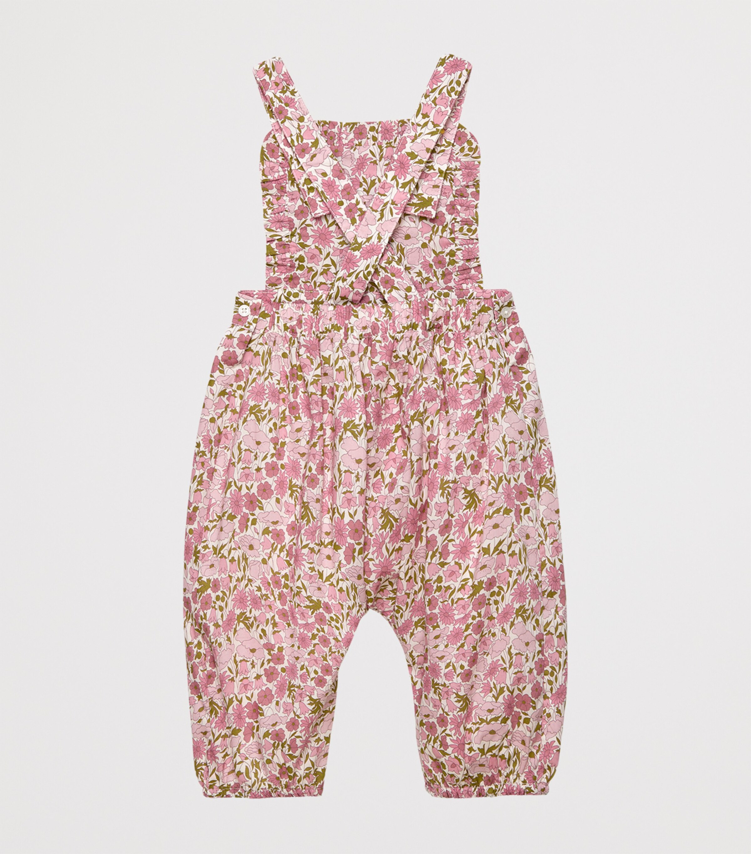 Cotton Floral Print Dungarees (3-24 Months) PINK POPPY & DAISY Image 2