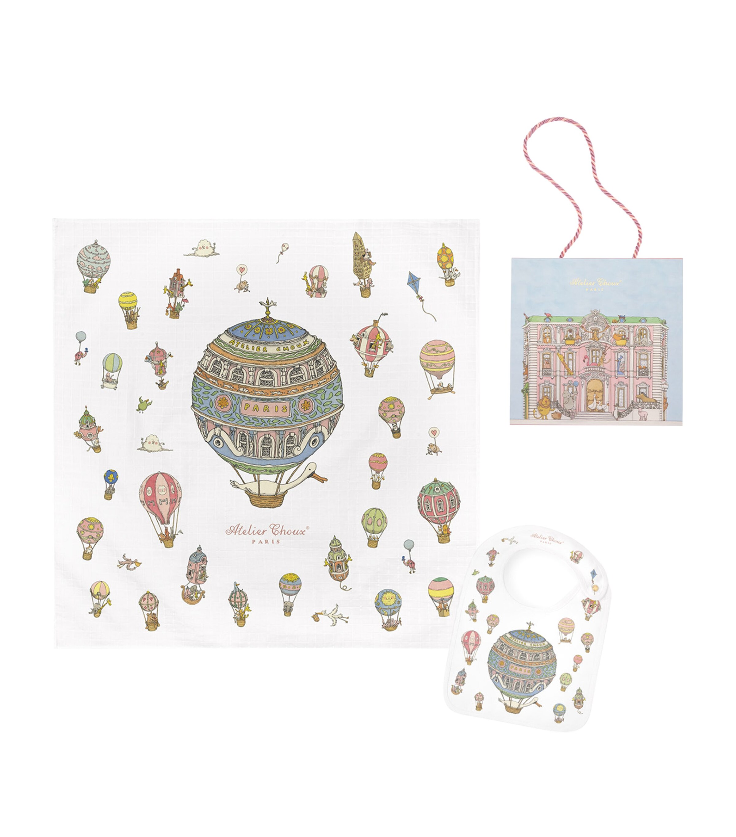 Atelier Choux Hot Air Balloon Blanket and Bib Set Image 1