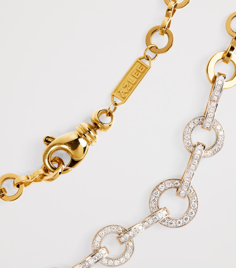 Yellow Gold and Pavé Diamond Candence Circle Chain Necklace YELLOW GOLD Image 5