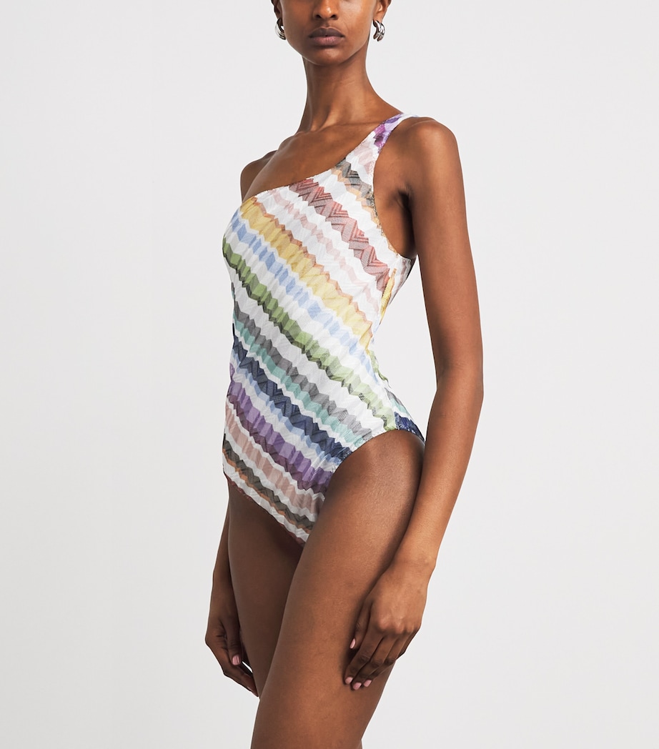 Missoni Womens Zigzag One-Shoulder Swimsuit Multicolor Image 2