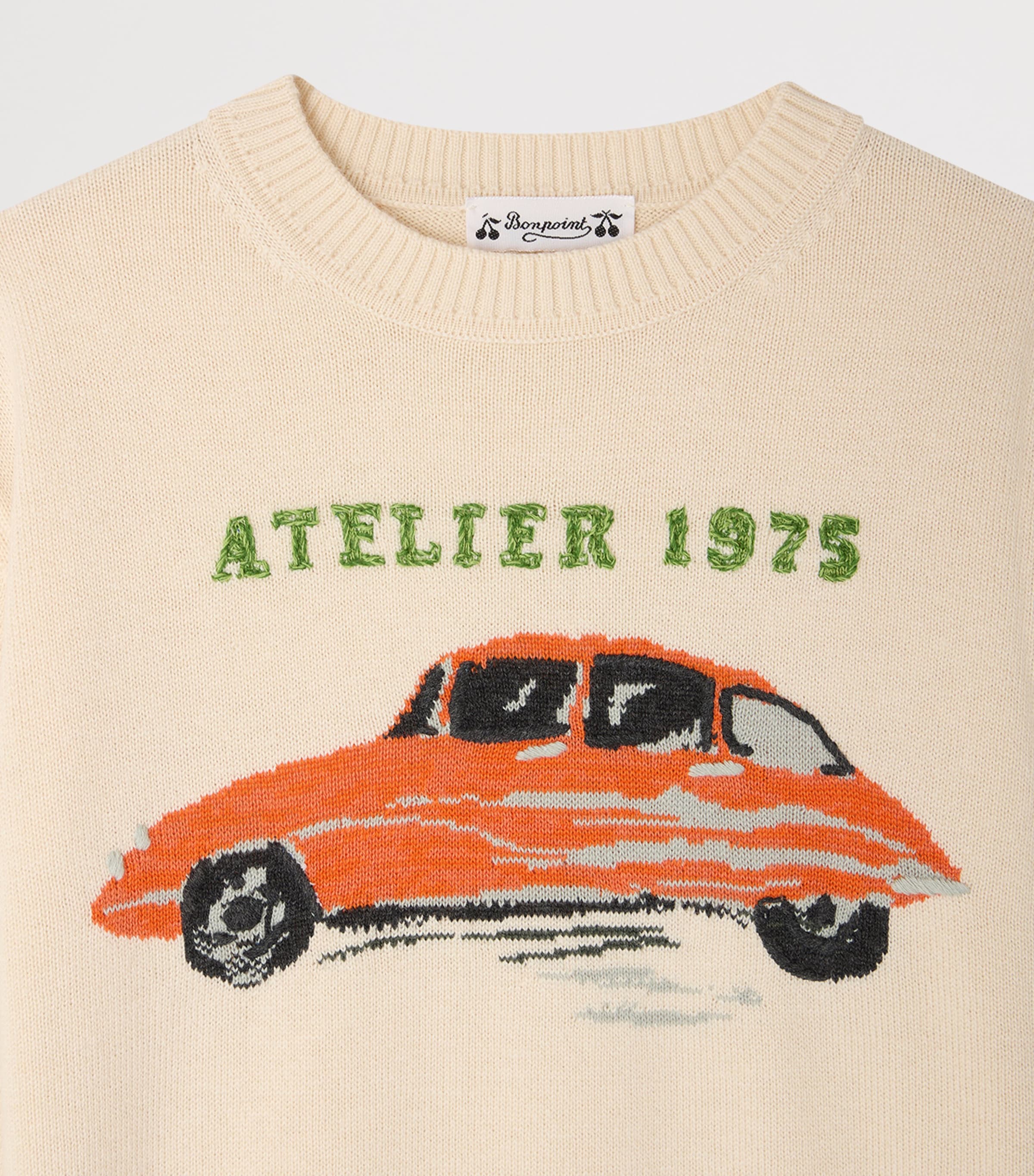 Bonpoint Wool-Cotton Car Sweater (4-8 Years) Ecru Image 3