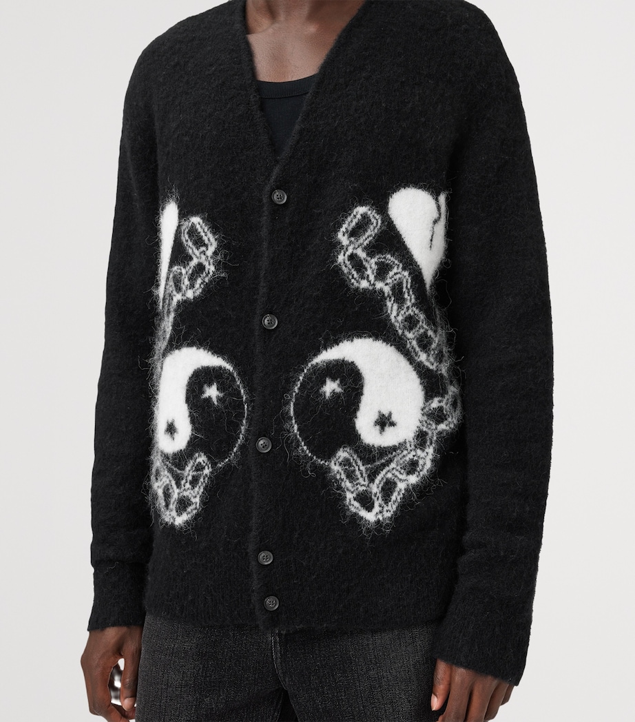 Wool-Blend Reflections Cardigan BLACK/CHALK WHITE Image 7