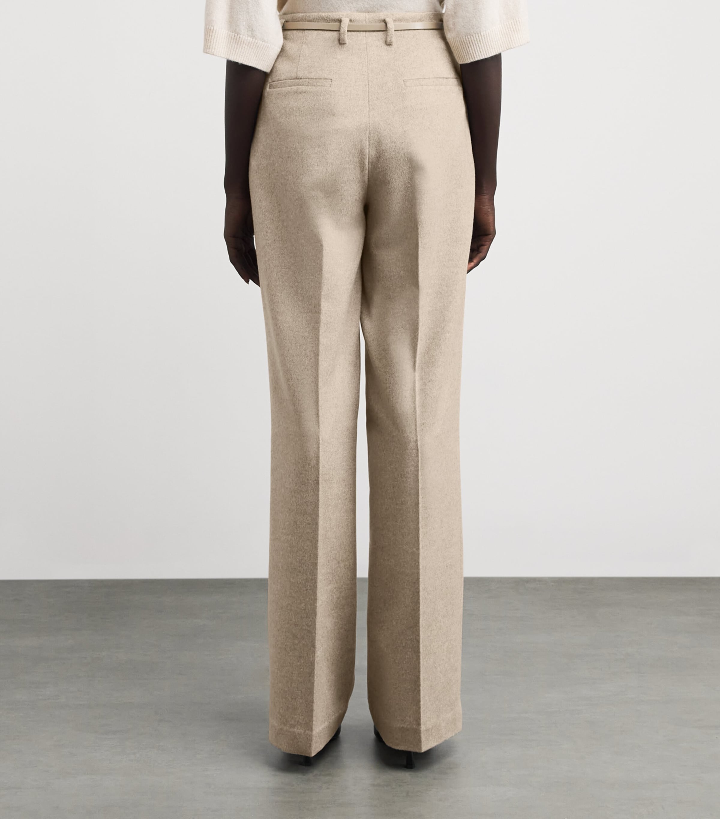 Wool-Cashmere Belted Trousers HICKORY MELANGE Image 4