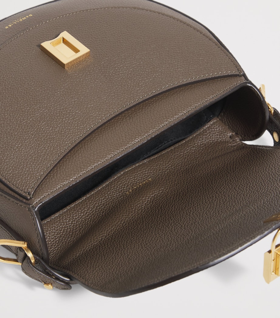 Small Leather Siena Saddle Bag DEEP OLIVE Image 4