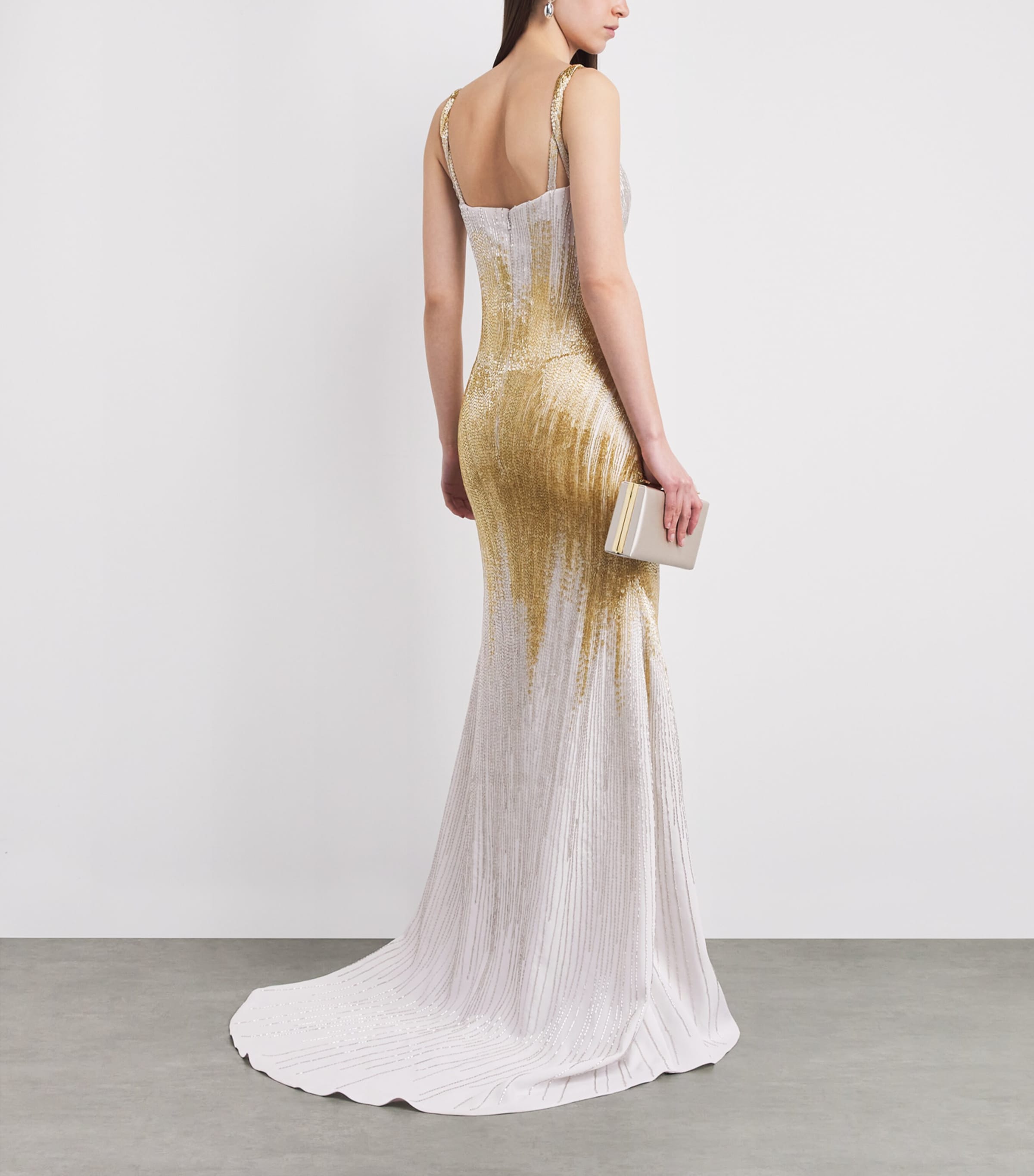 Gaurav Gupta Womens Embellished Aura Gown White Gold Image 4
