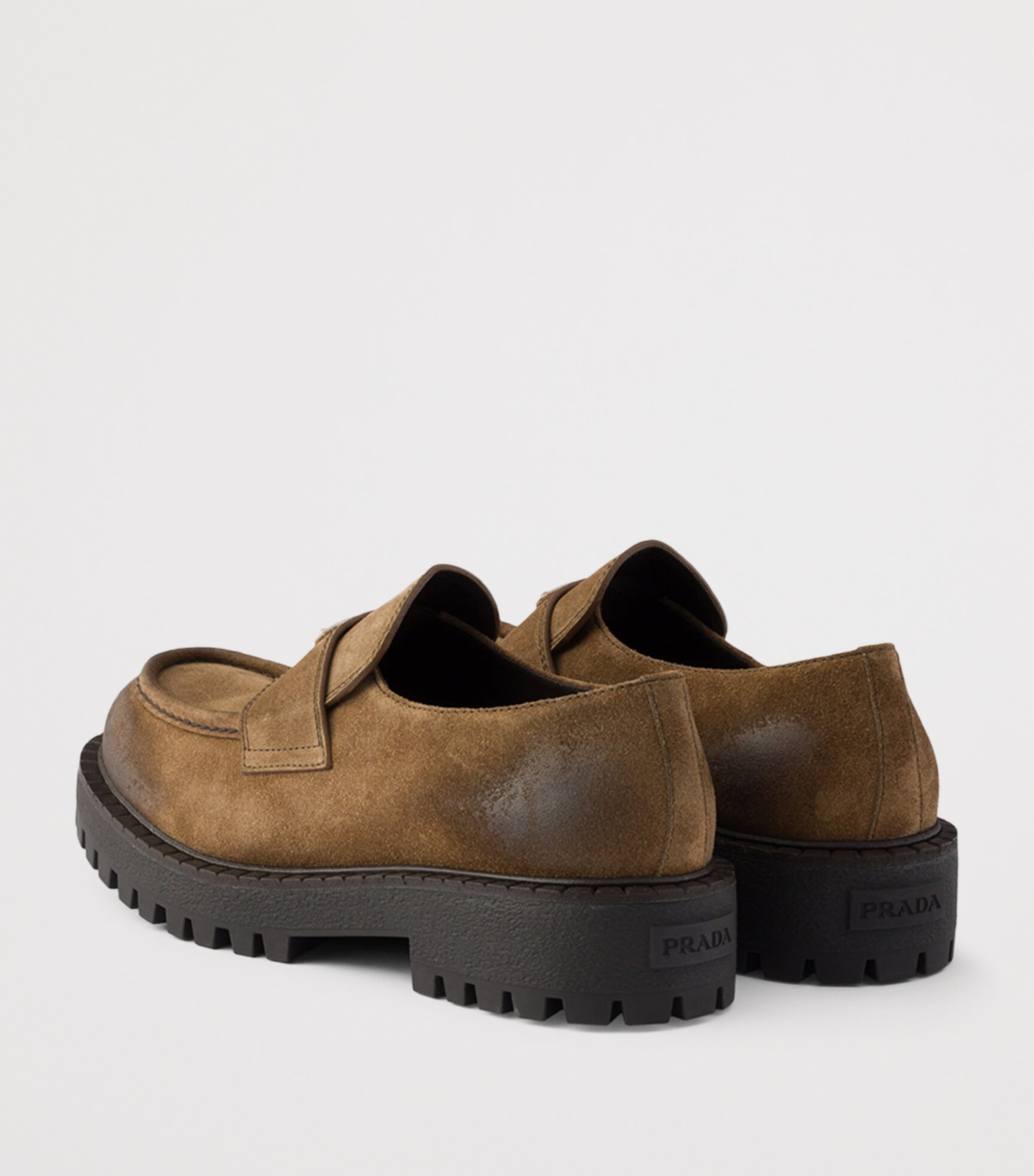 Prada Suede Aged Chunky Loafers Brown Image 5