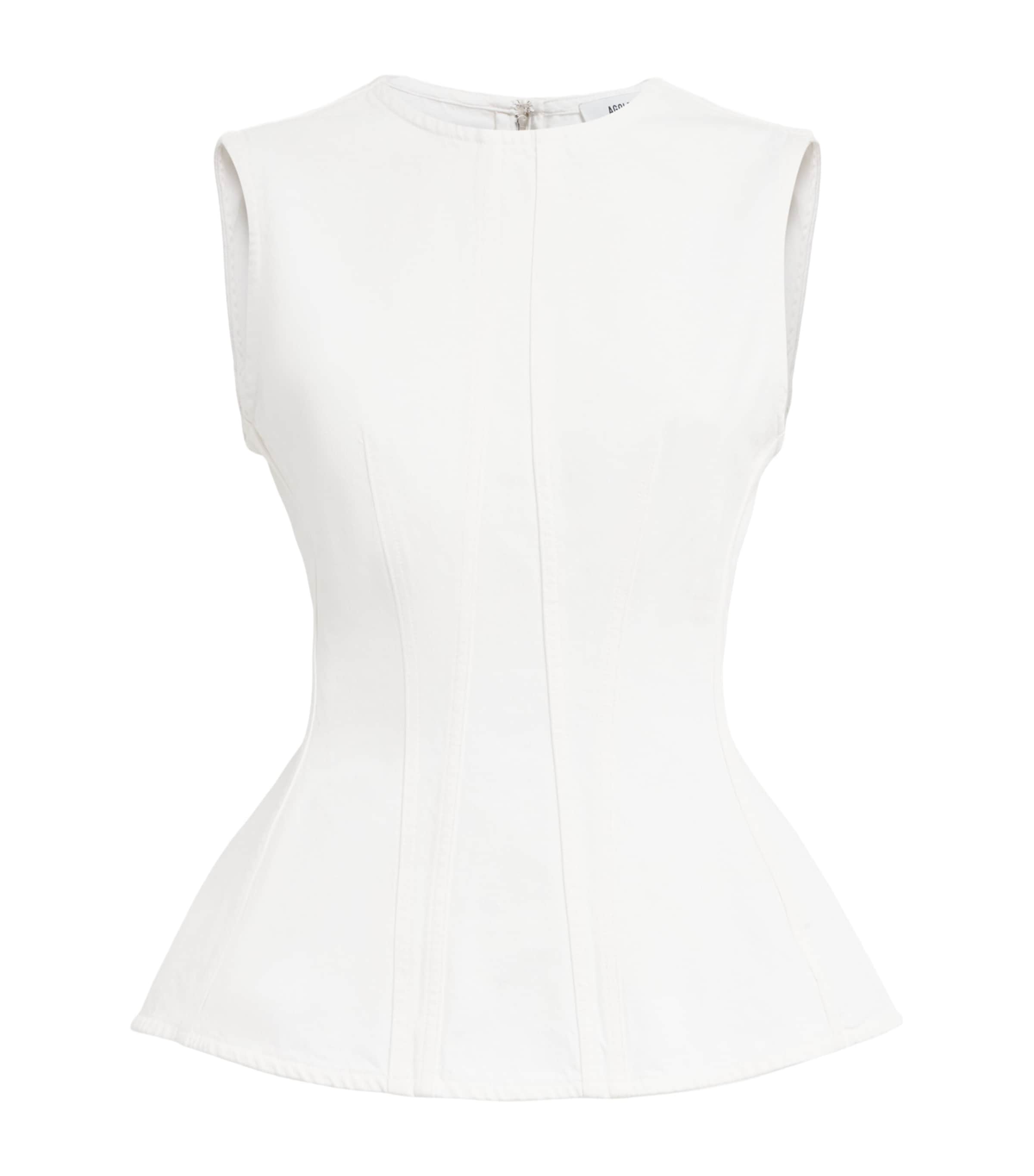 AGOLDE Womens Denim Corbin Blouse Marshmallow Image 1