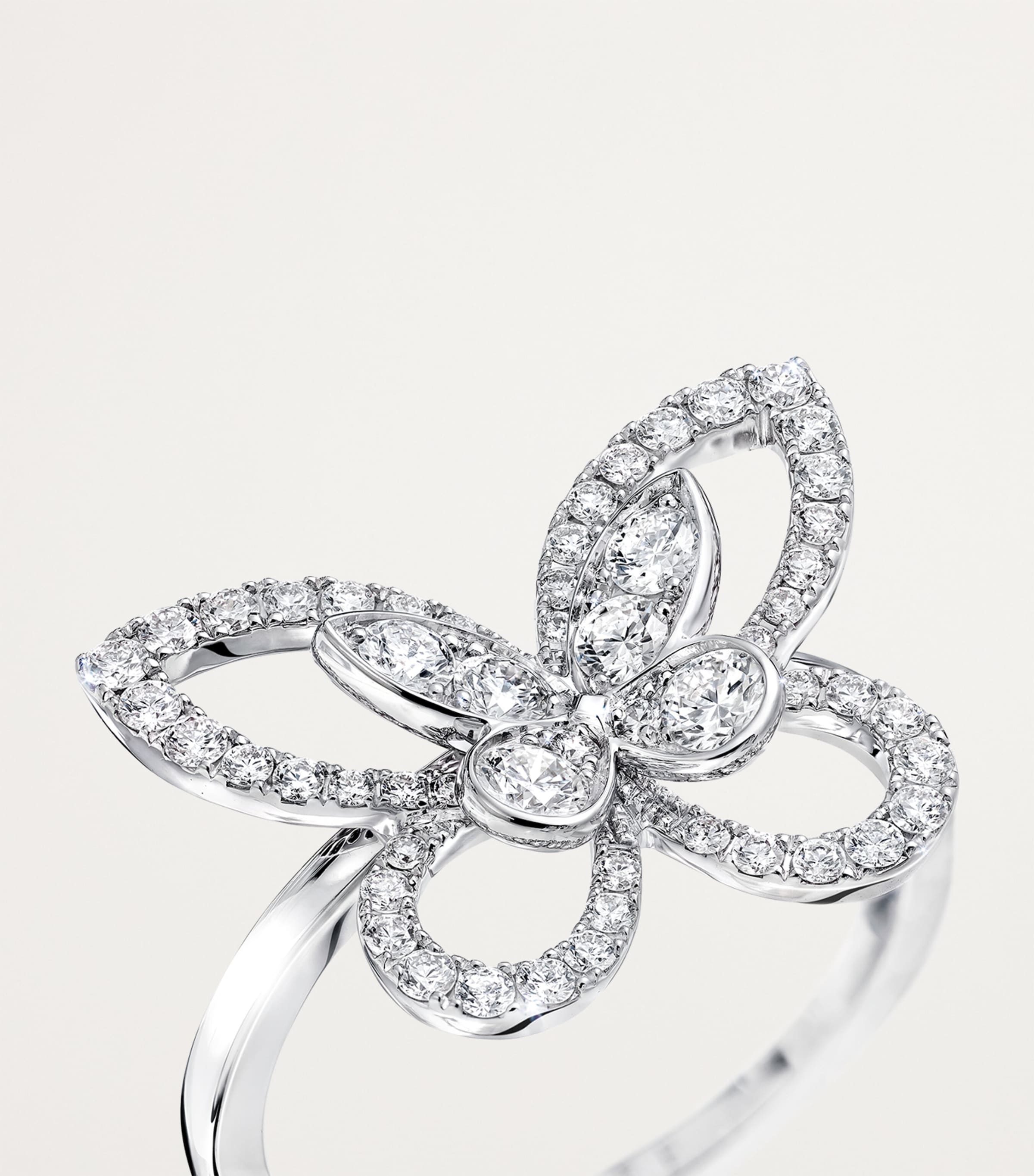White Gold and Diamond Butterfly Ring WHITE GOLD Image 4